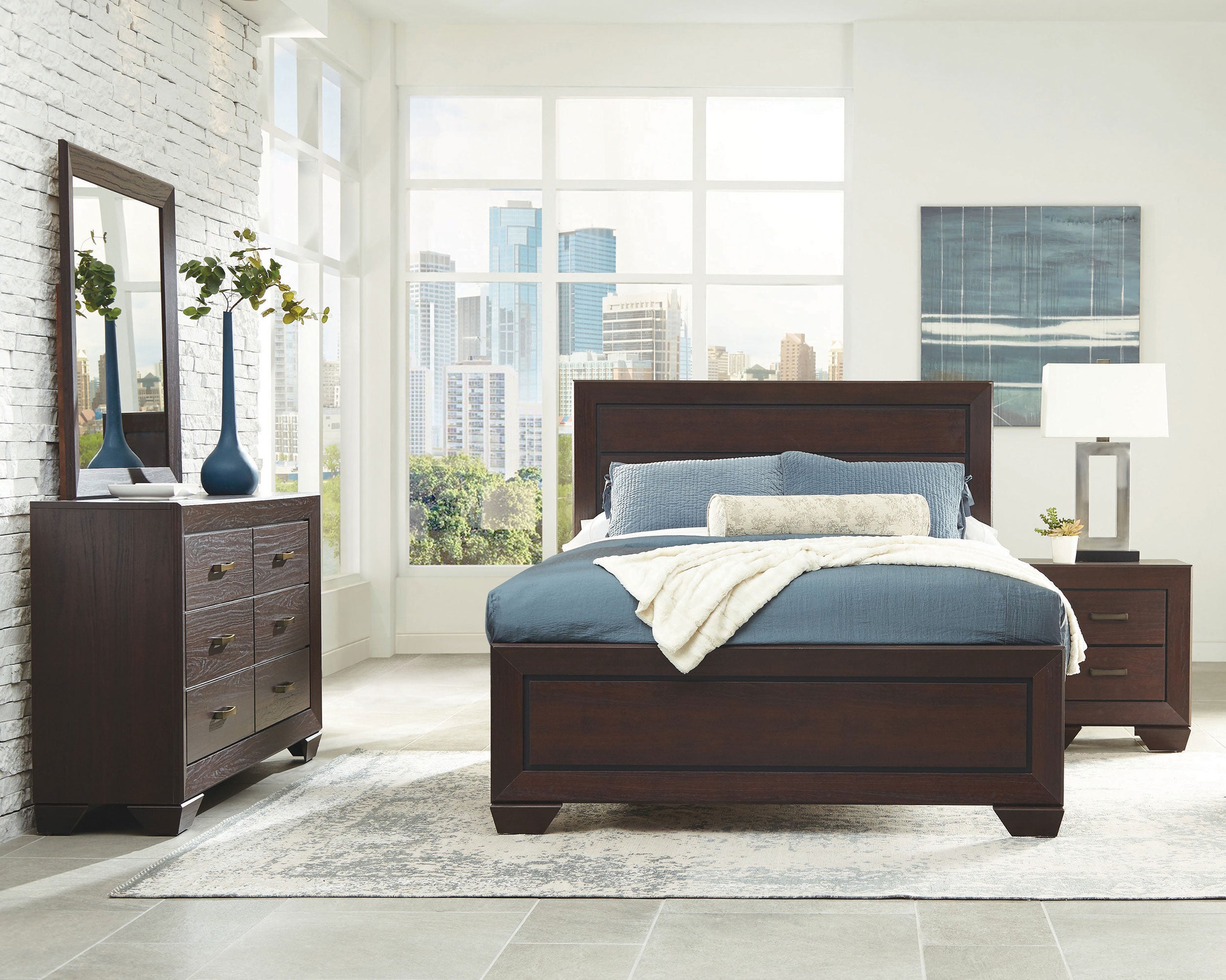 Kauffman  California King Bedroom Set Dark Cocoa