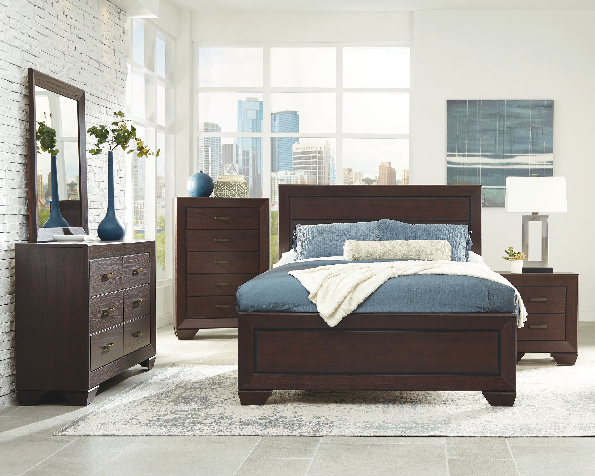 Kauffman  California King Bedroom Set Dark Cocoa