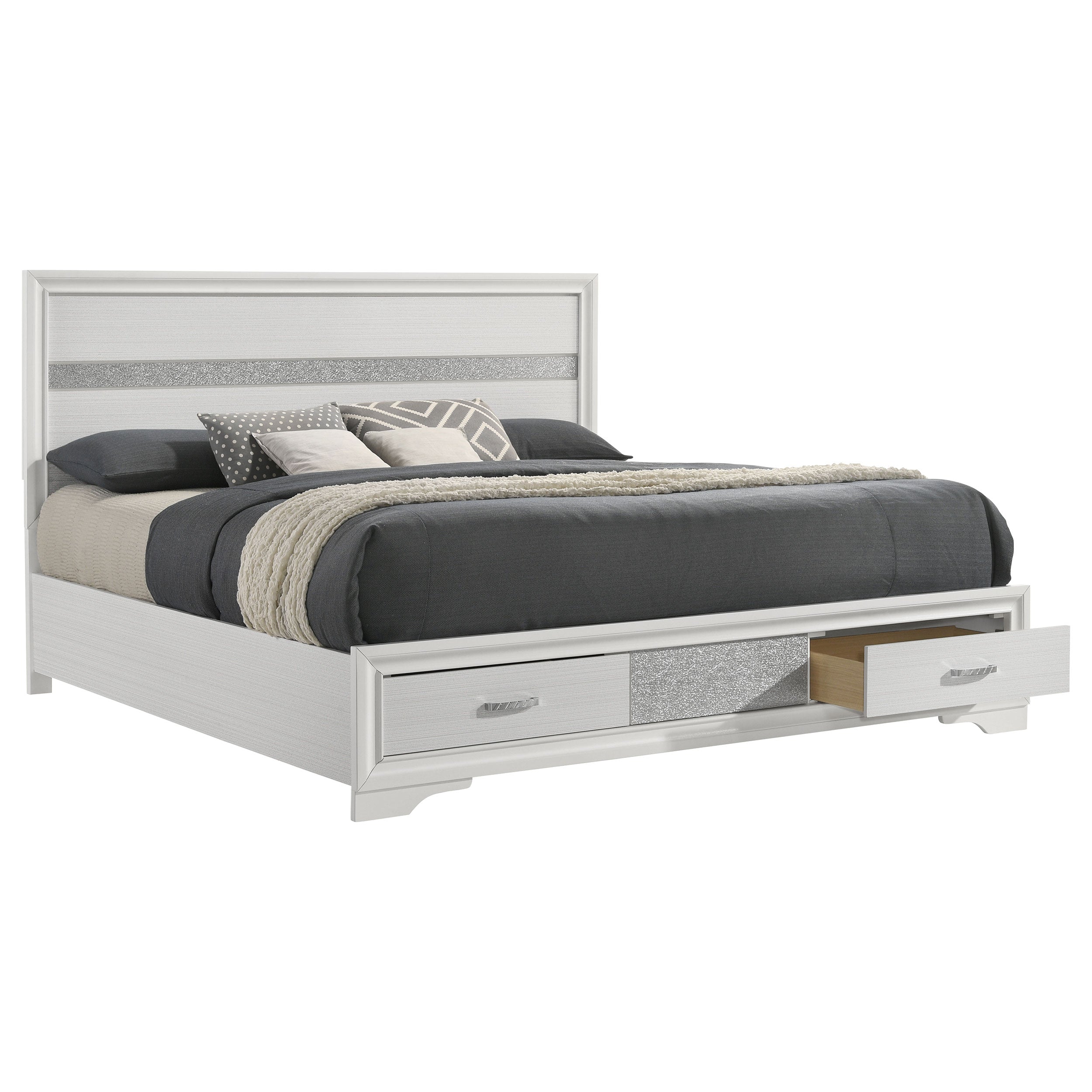 Miranda 51-inch Wood California King Storage Panel Bed Black