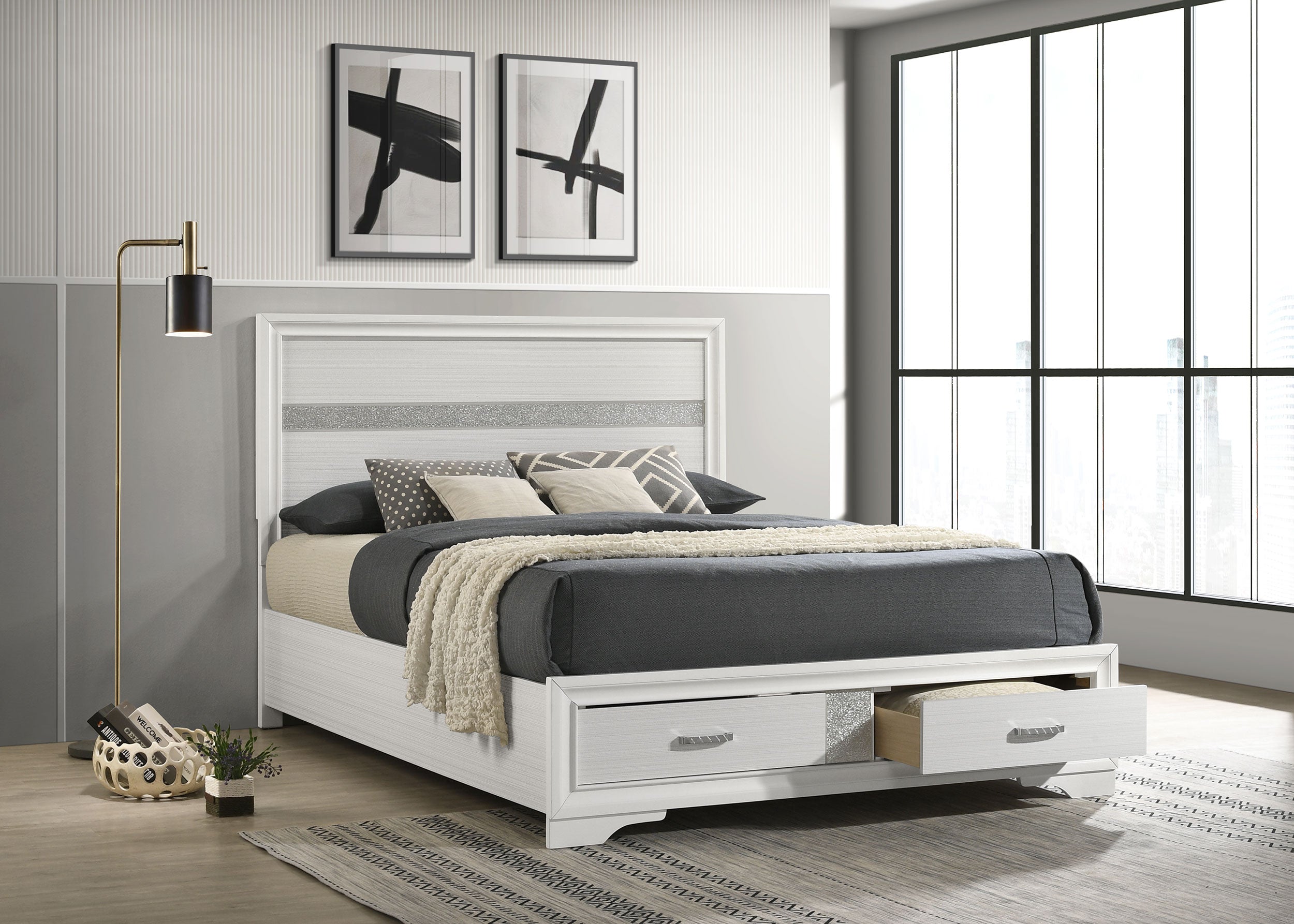 Miranda 51-inch Wood California King Storage Panel Bed Black
