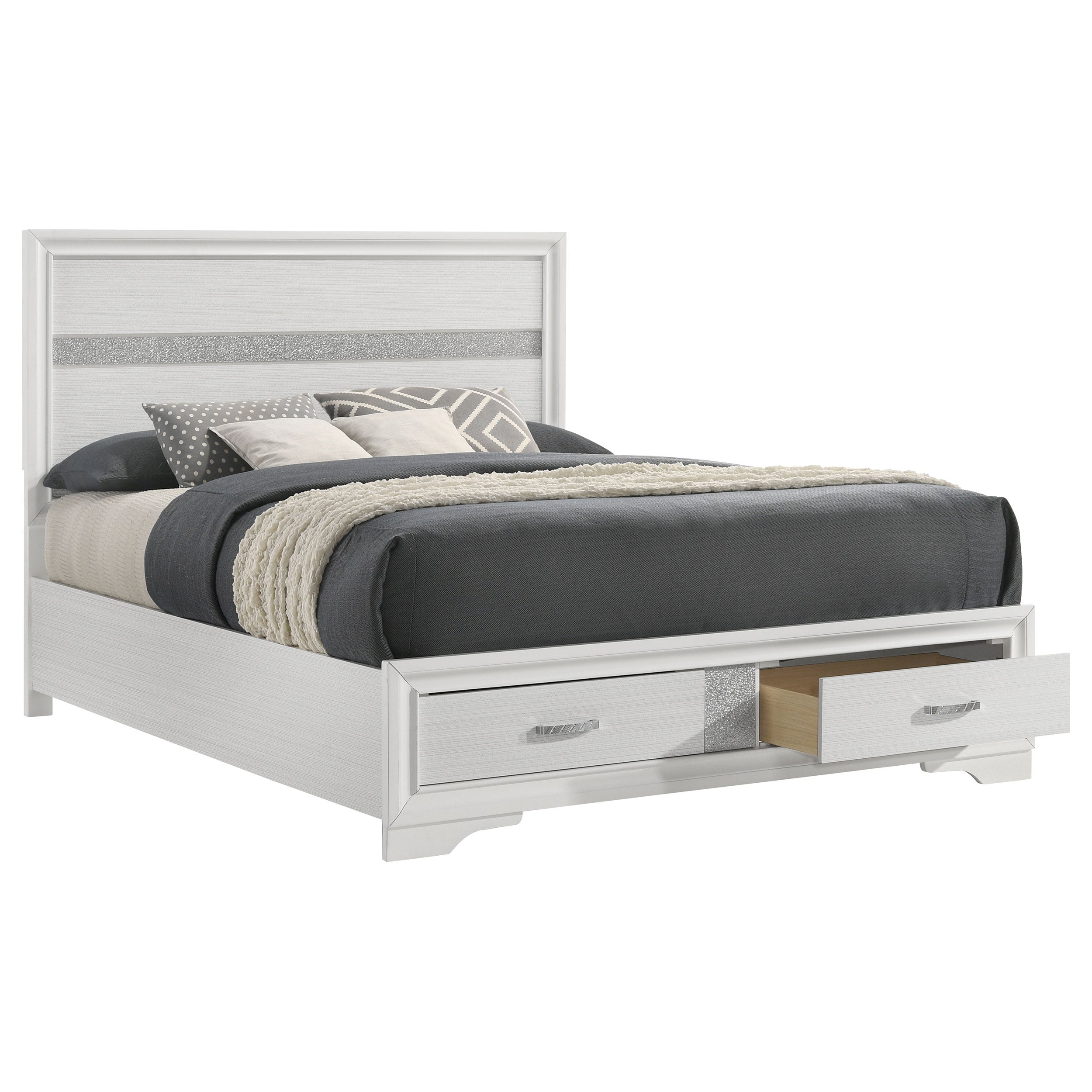 Miranda 51-inch Wood California King Storage Panel Bed Black