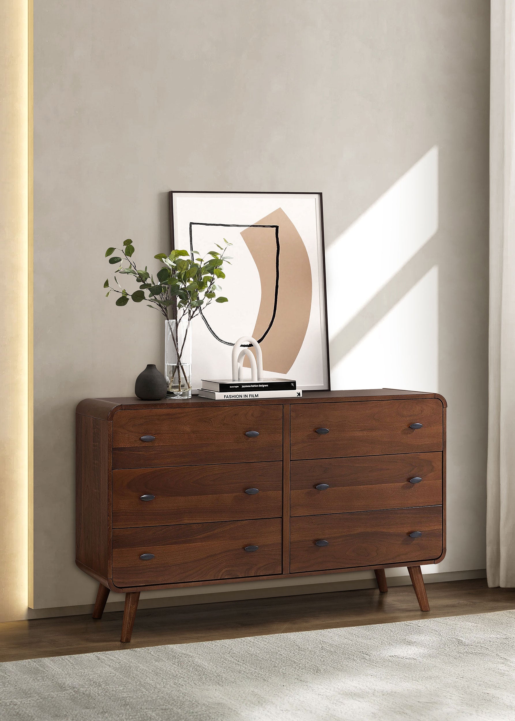 Robyn 6-drawer Bedroom Dresser and Mirror Light Ash