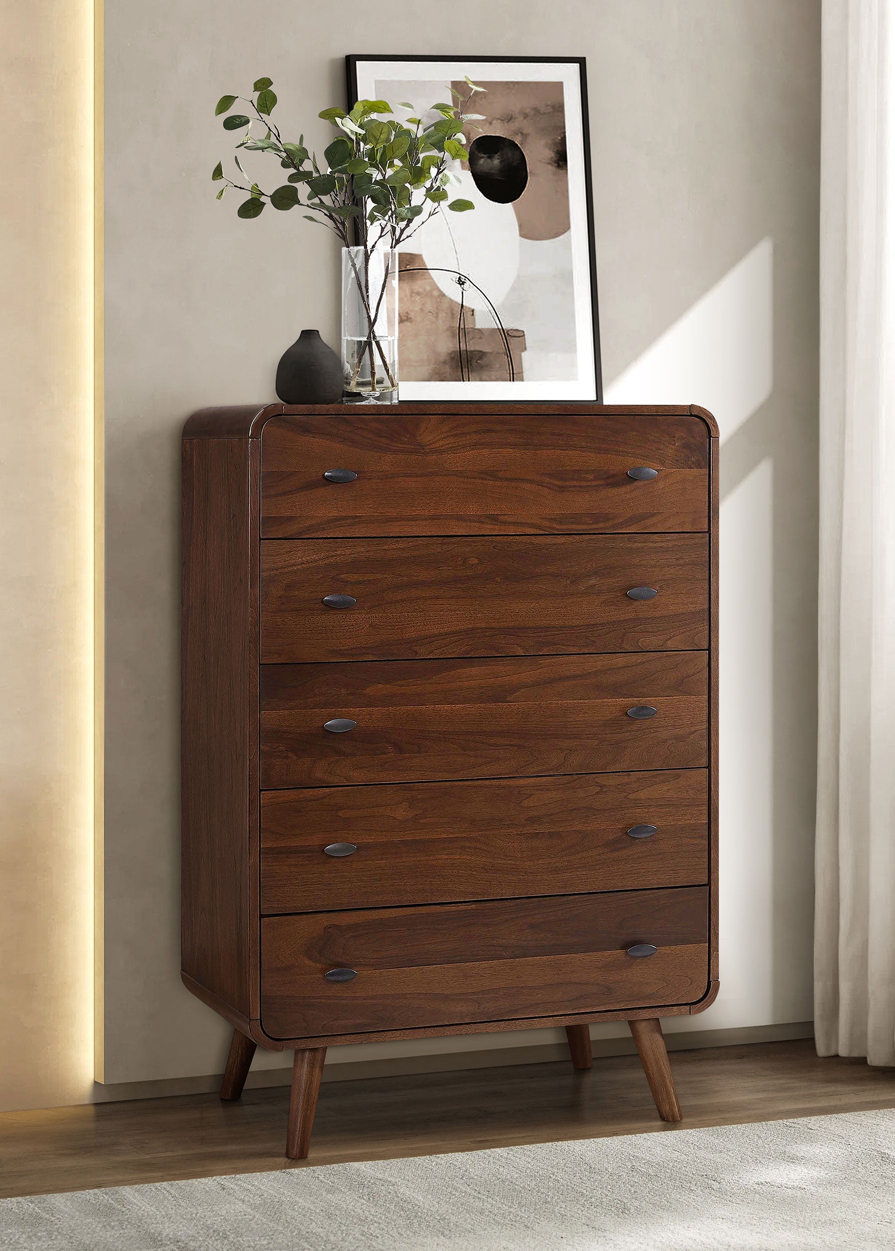Robyn 5-drawer Bedroom Chest of Drawers Dark Walnut