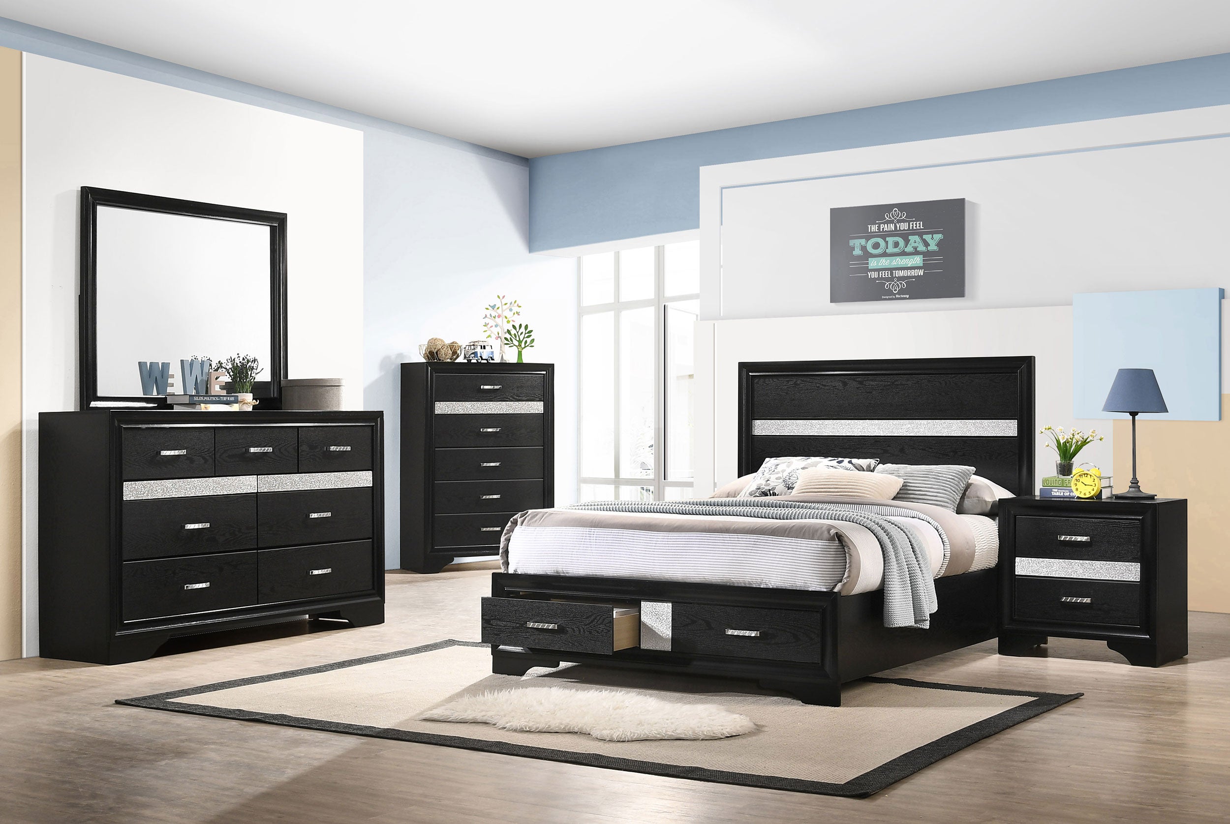 Miranda California King Bedroom Set Black