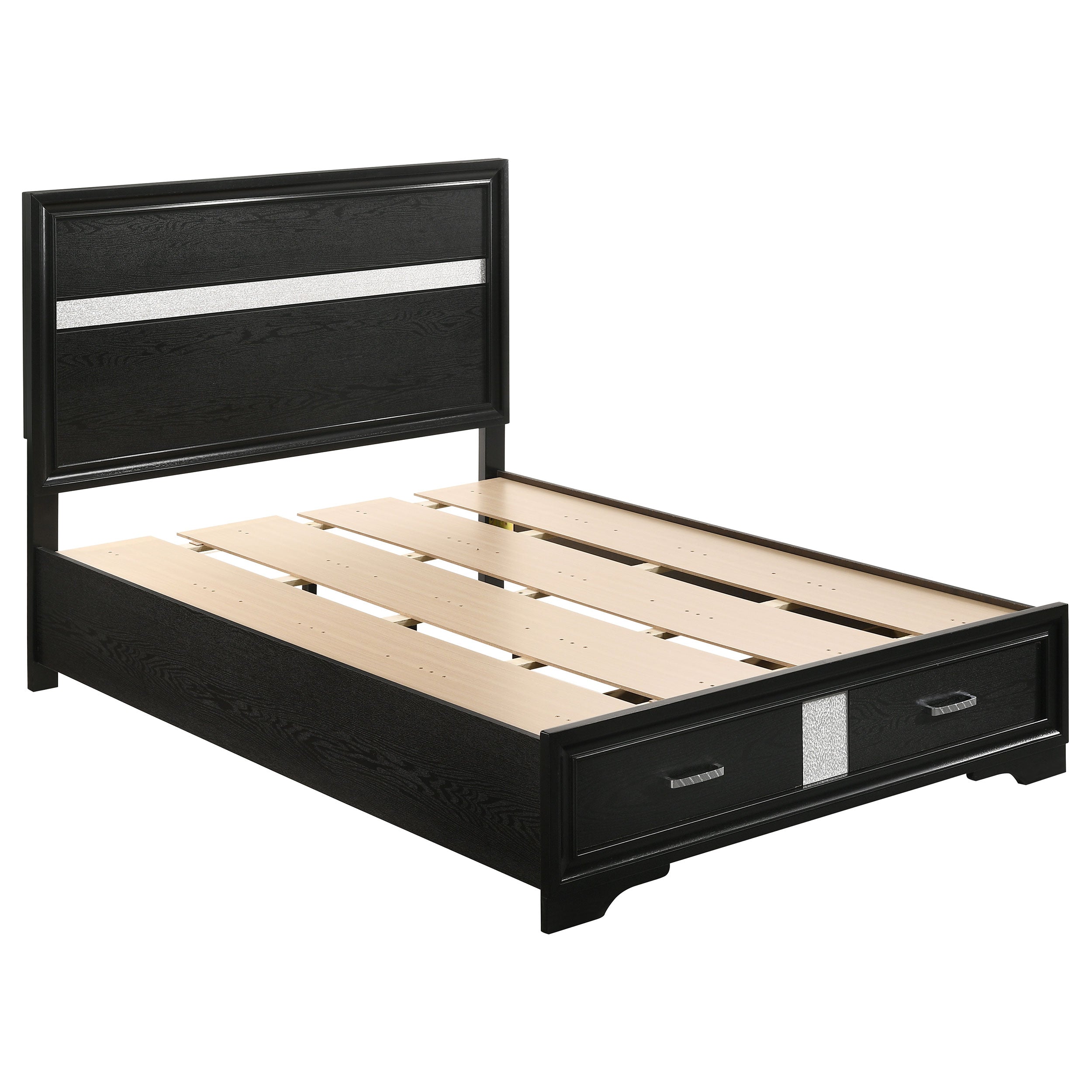 Miranda 51-inch Wood California King Storage Panel Bed Black