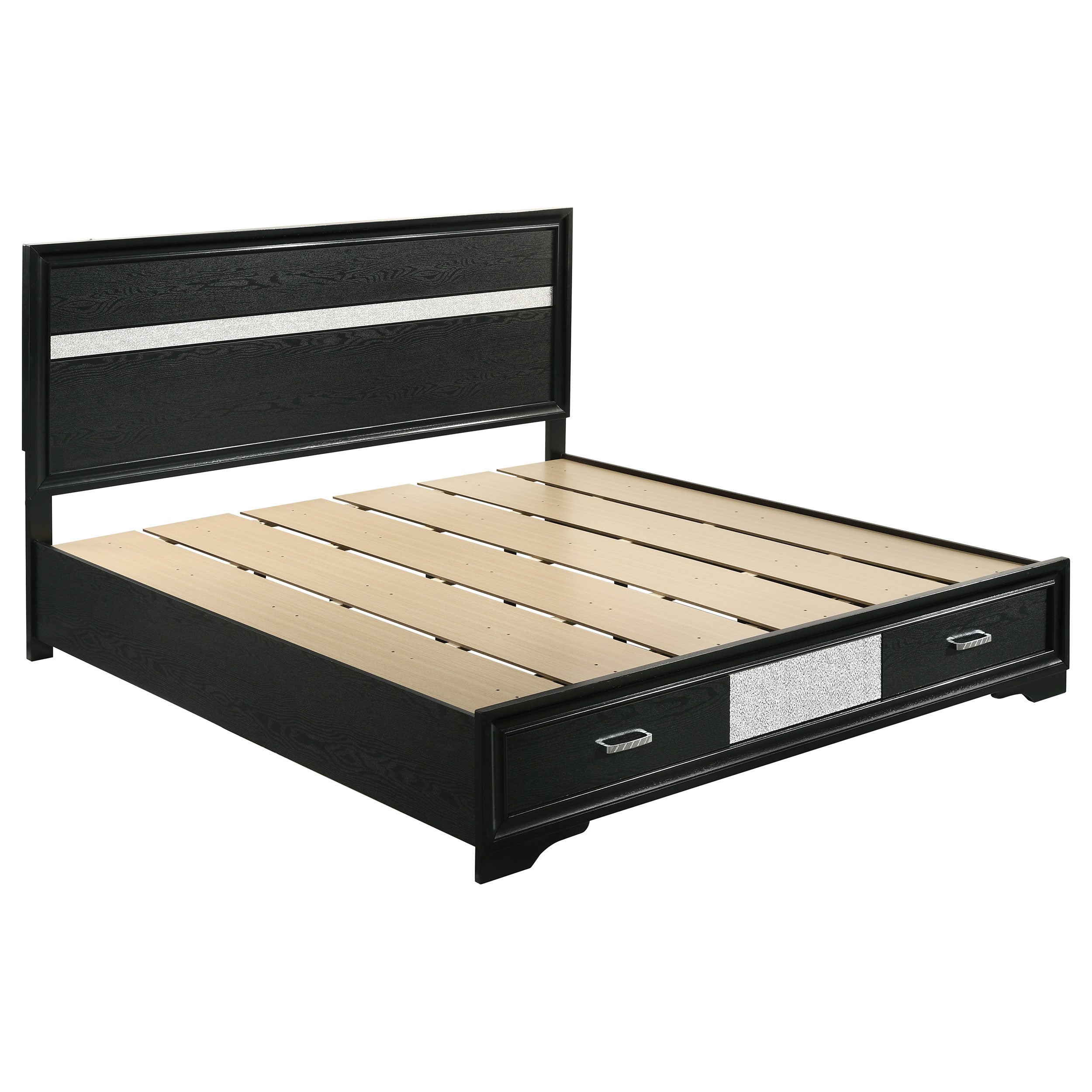 Miranda 51-inch Wood California King Storage Panel Bed Black