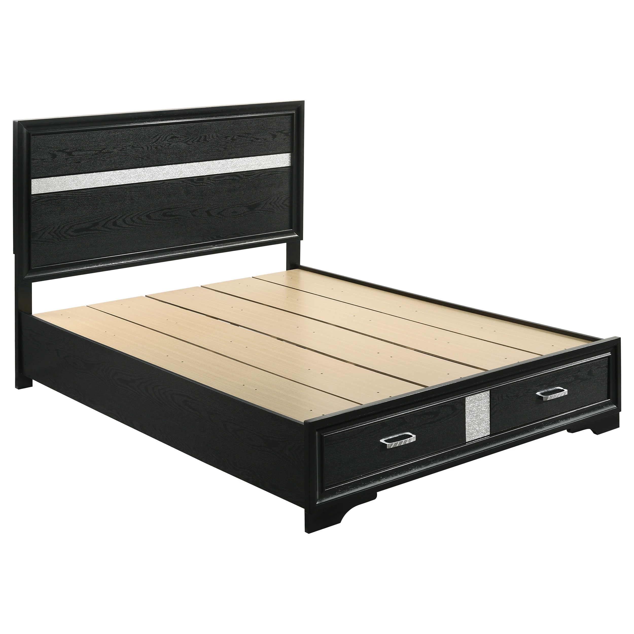 Miranda 51-inch Wood California King Storage Panel Bed Black