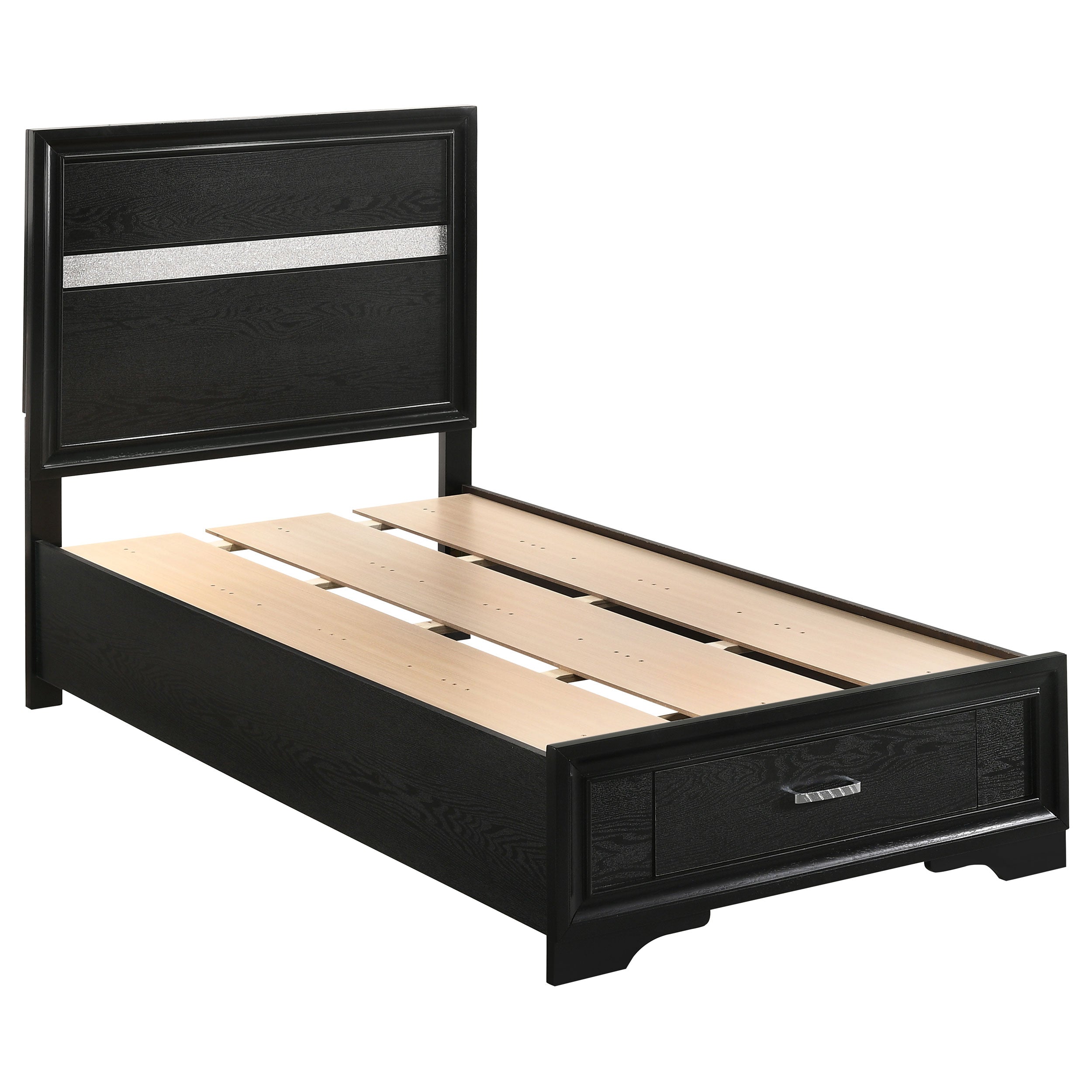 Miranda 51-inch Wood California King Storage Panel Bed Black