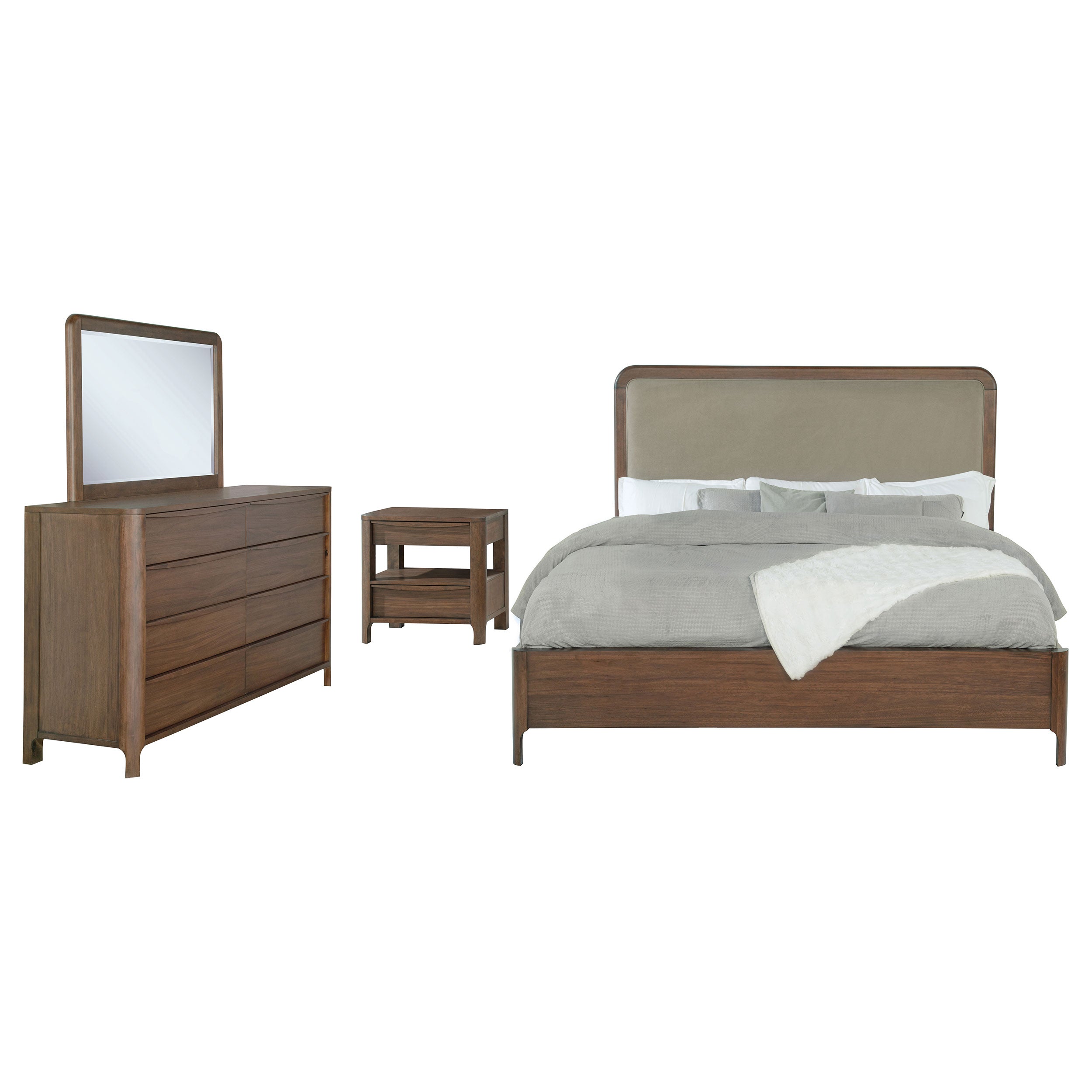 Maderia  California King Bedroom Set Walnut