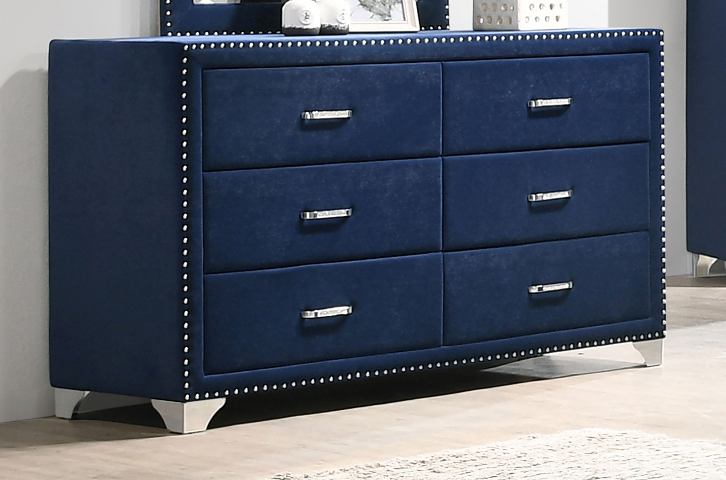 Melody 6-drawer Upholstered Dresser Grey