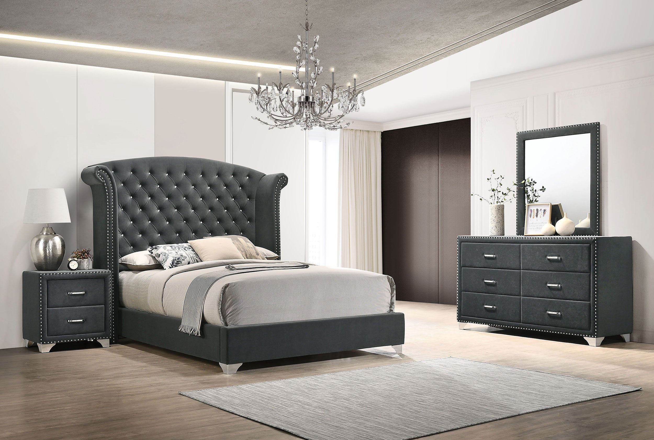 Melody  California King Bedroom Set Grey