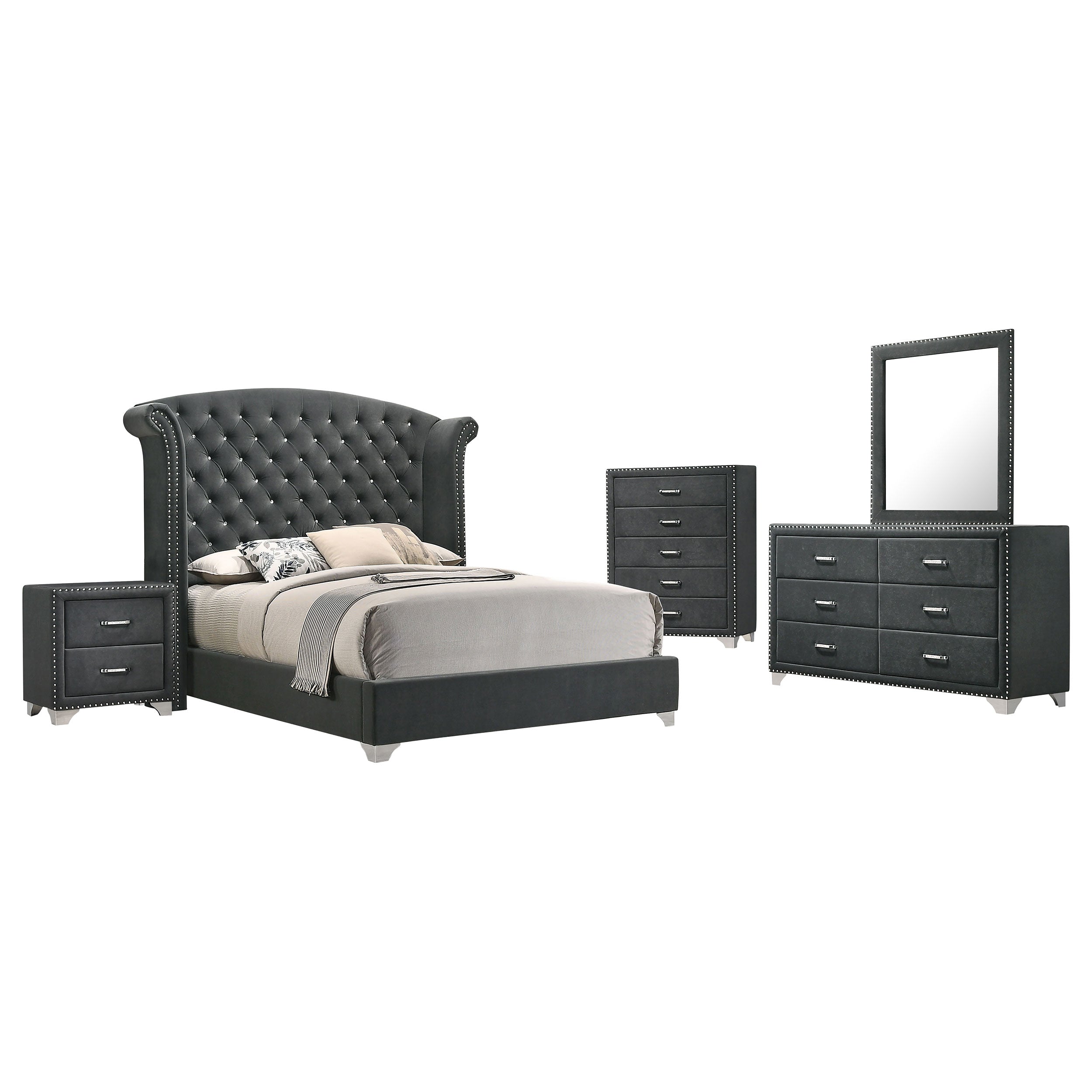 Melody  California King Bedroom Set Grey
