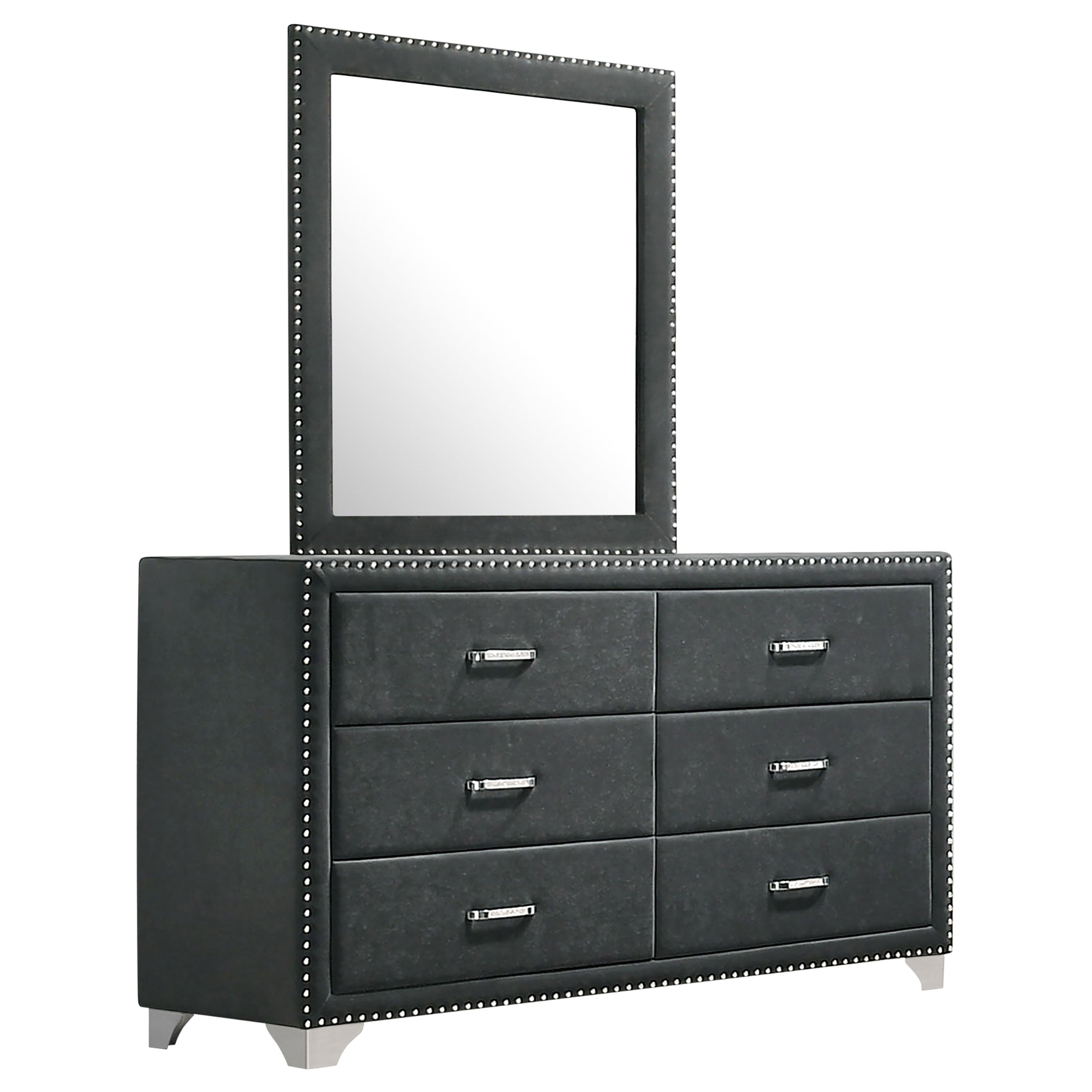 Melody 6-drawer Upholstered Dresser Grey