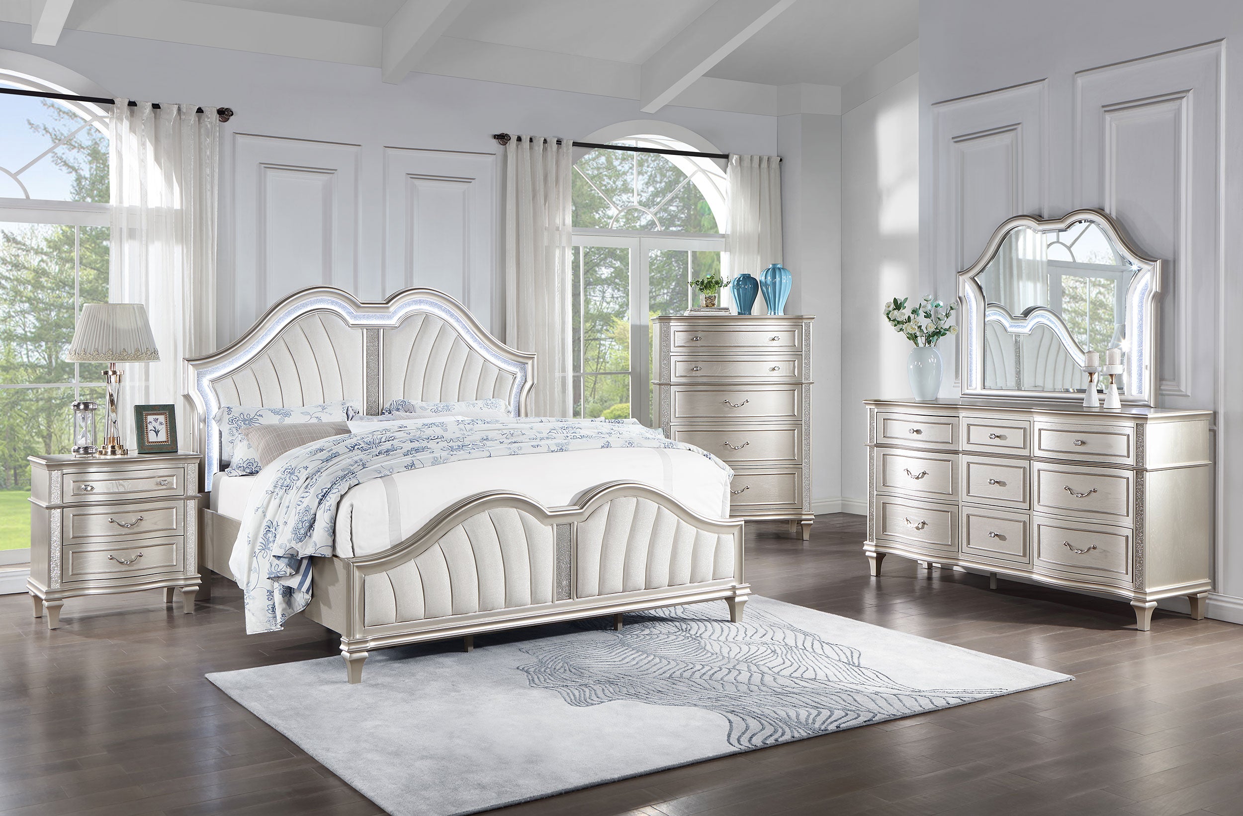 Evangeline  California King Bedroom Set Silver Oak