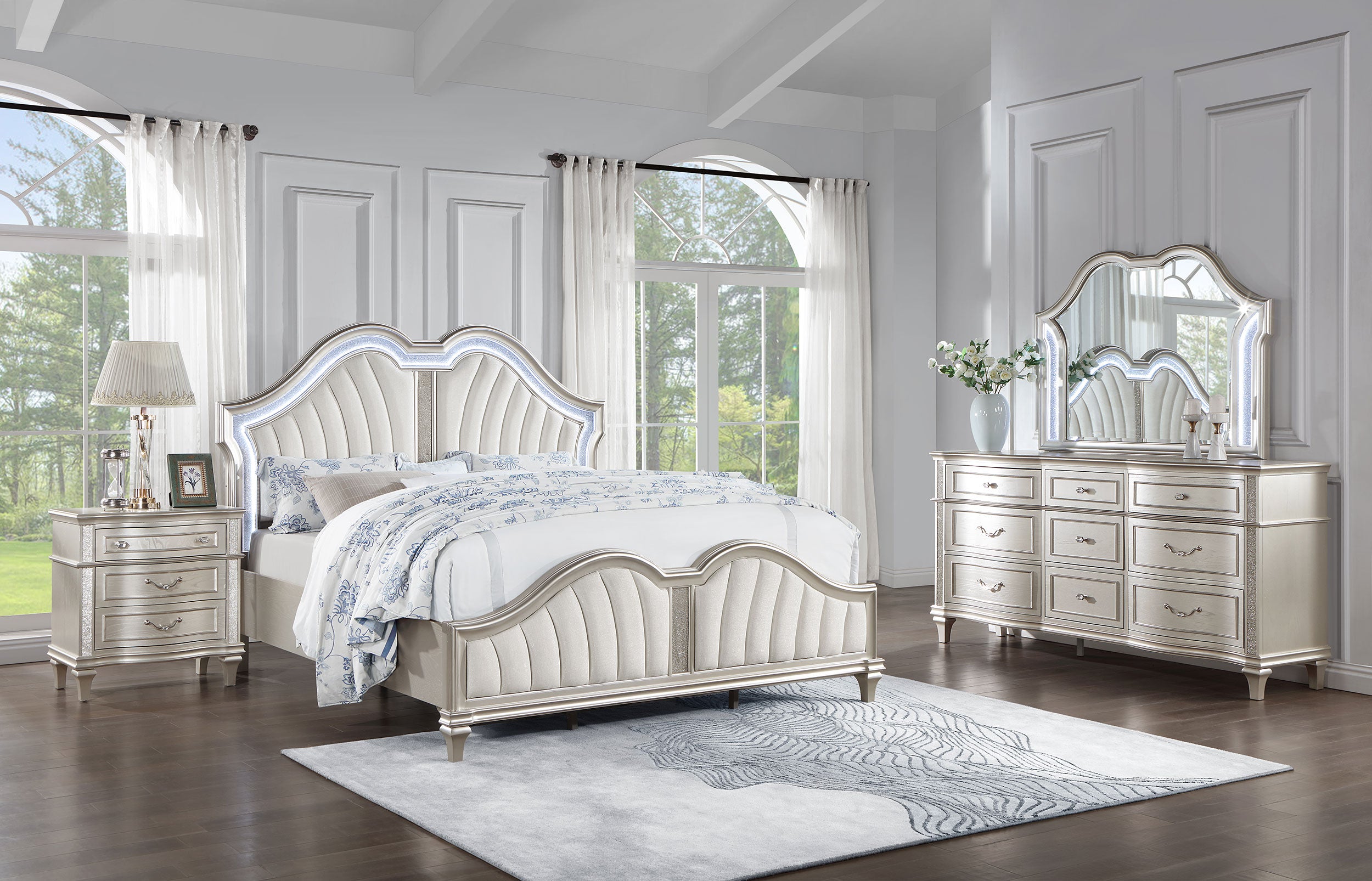 Evangeline  California King Bedroom Set Silver Oak