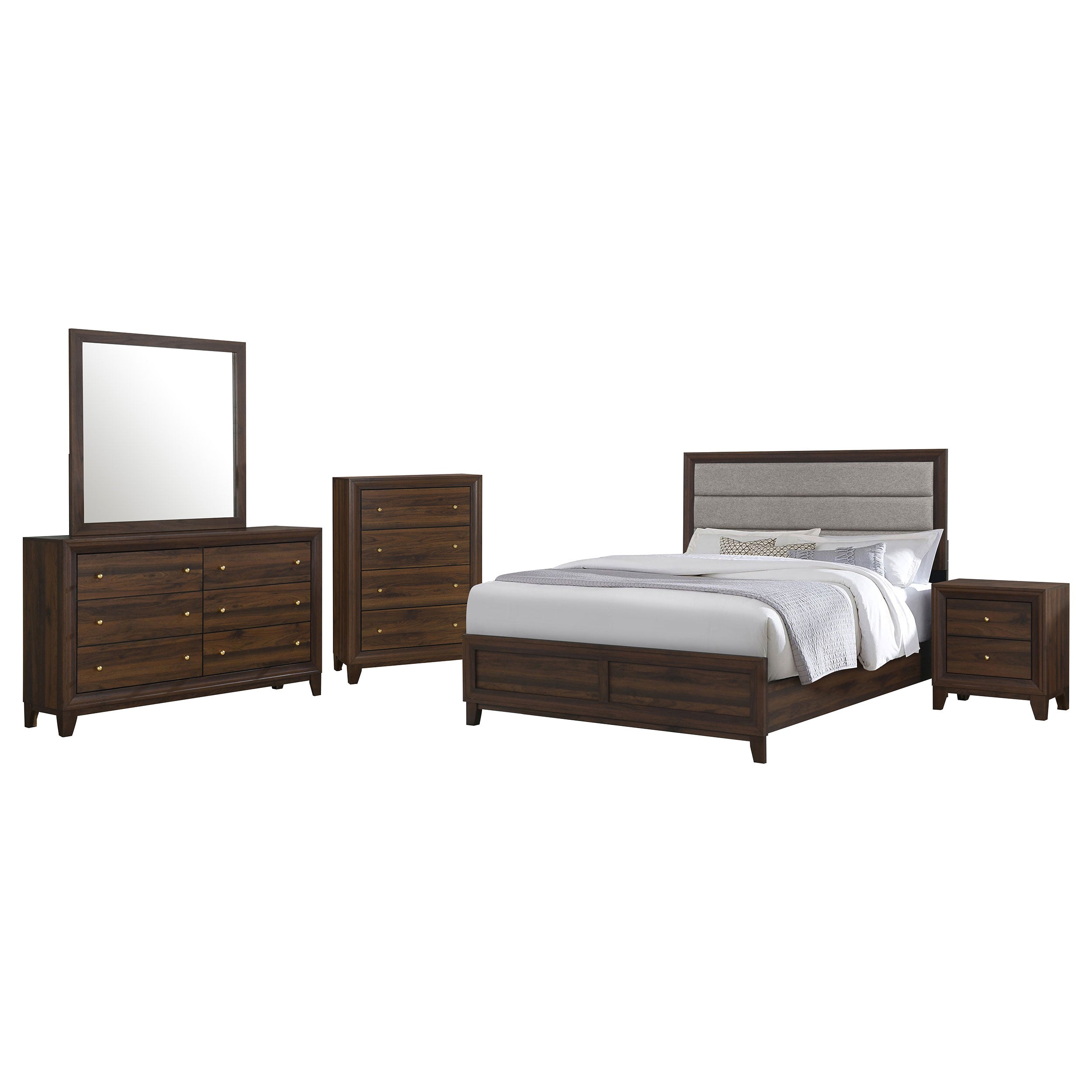 Welsley  California King Bedroom Set Walnut