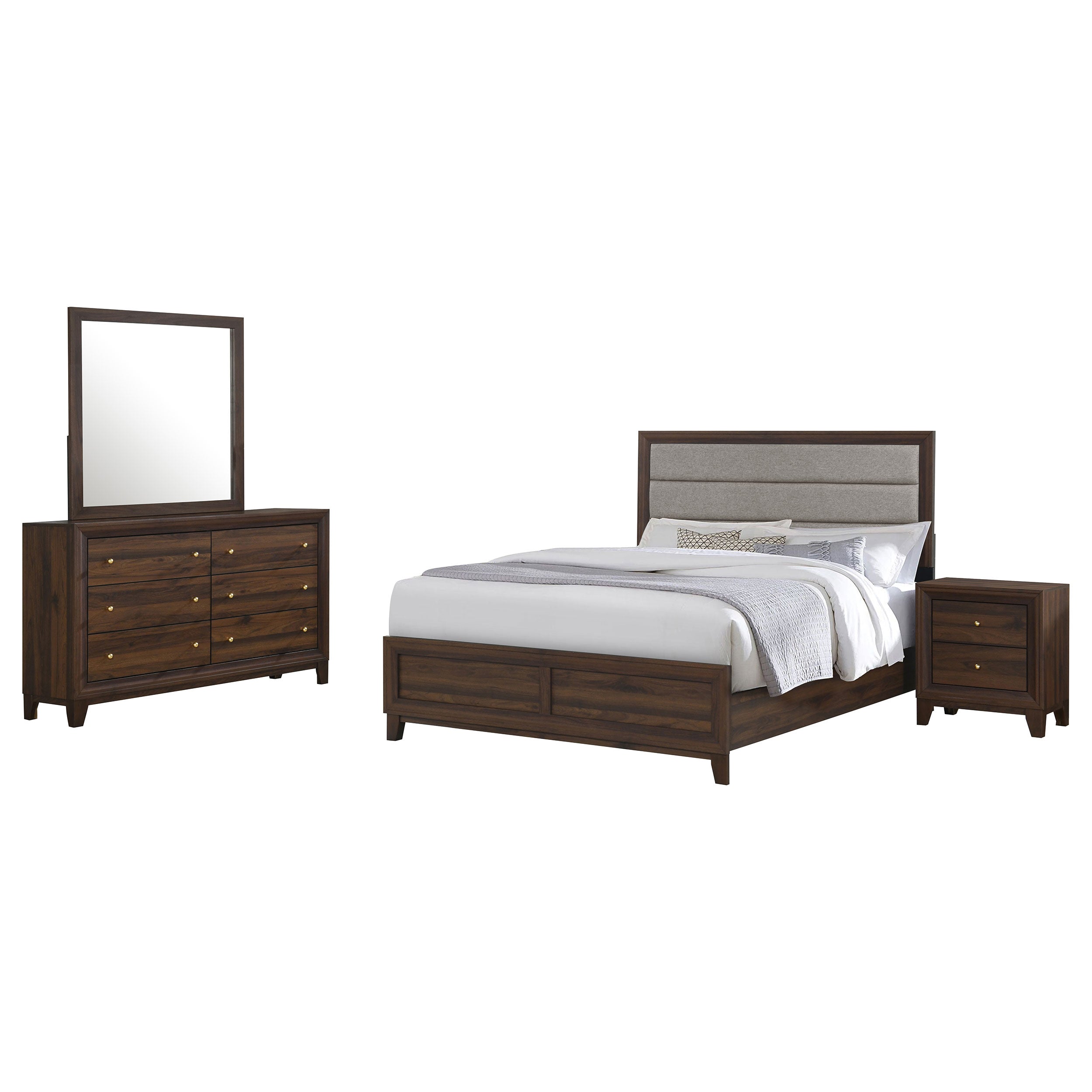 Welsley  California King Bedroom Set Walnut