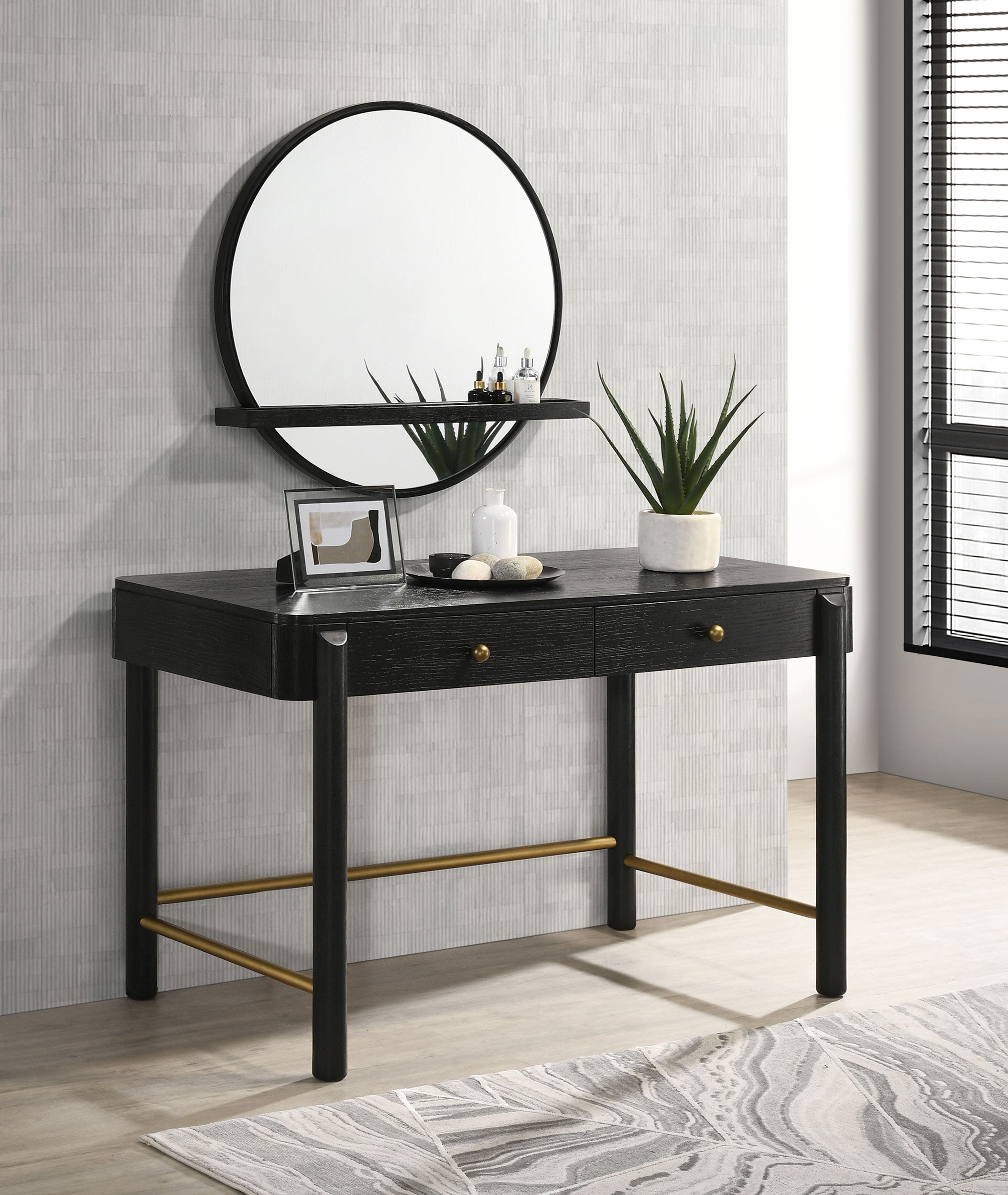 Arini  Makeup Vanity Table and Mirror Set Black