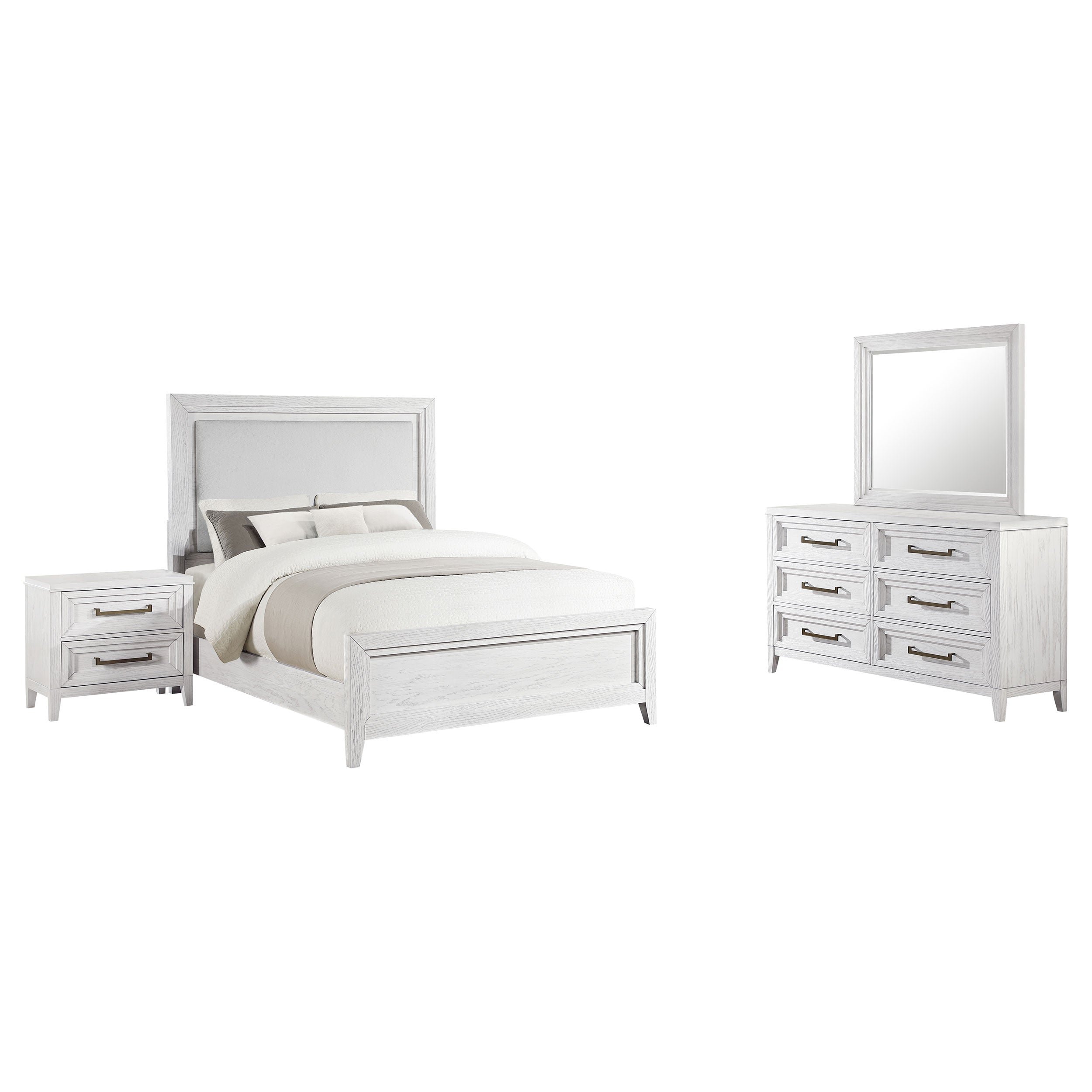 Marielle  Cal King Bedroom Set Distressed White