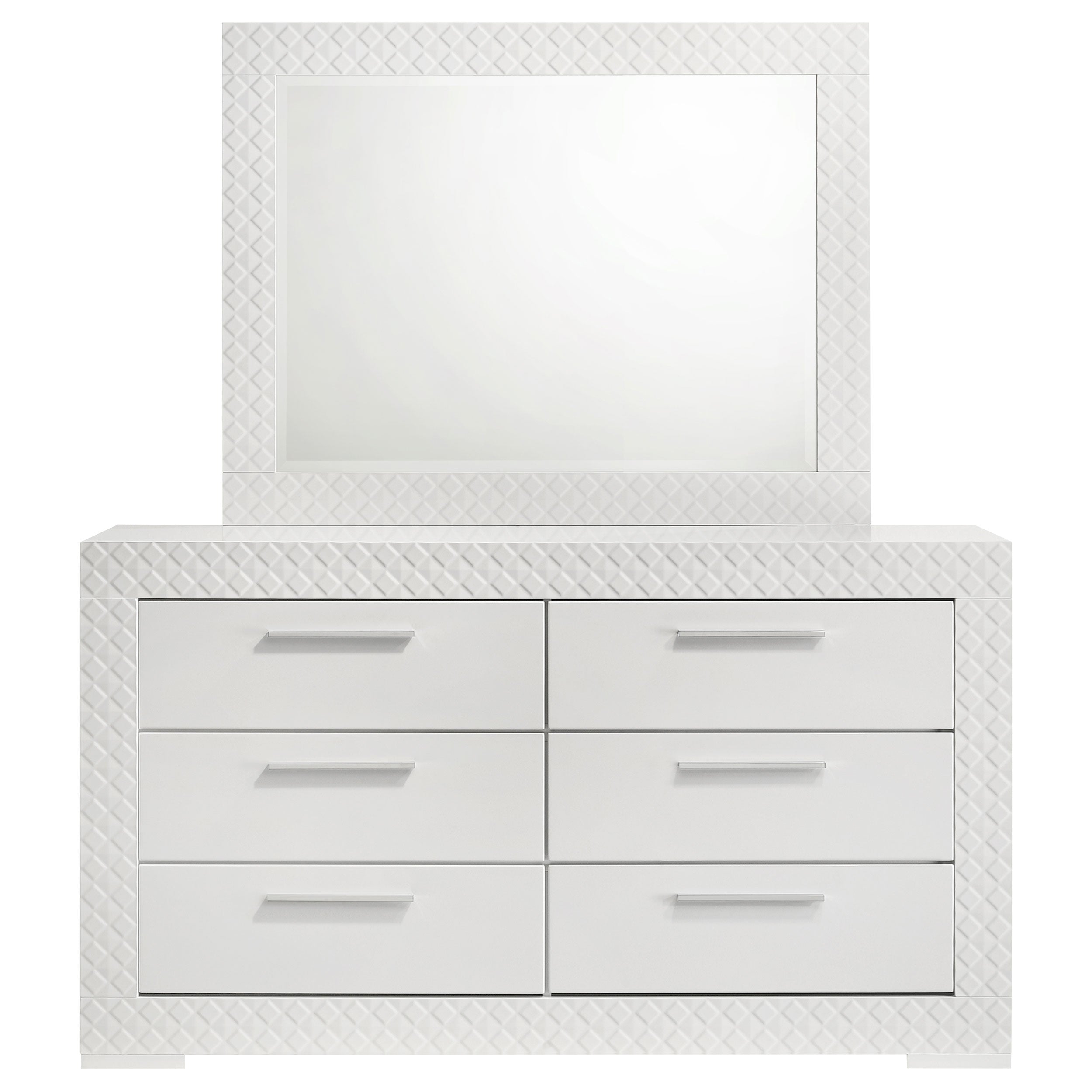 Ives 6-drawer Dresser and Mirror Grey High Gloss