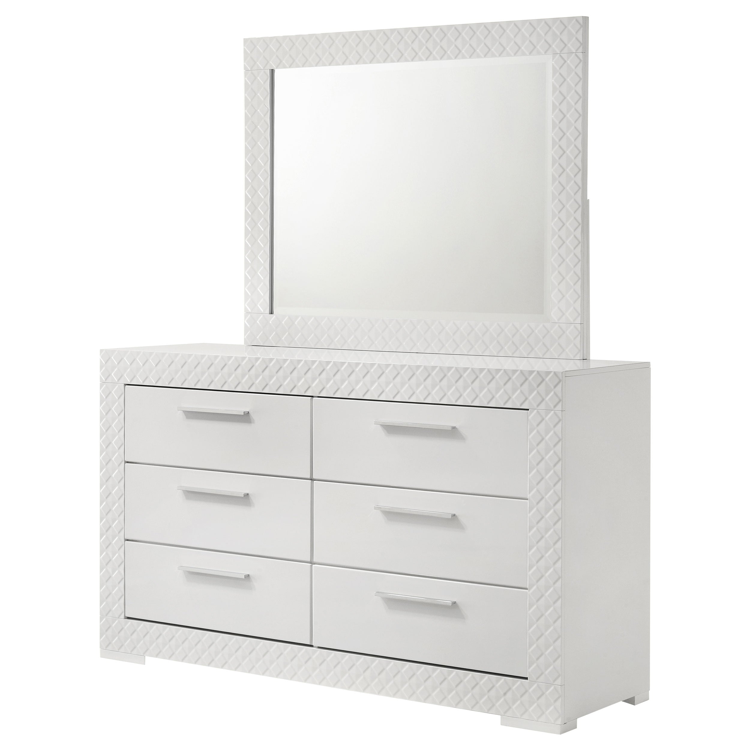 Ives 6-drawer Dresser and Mirror Grey High Gloss