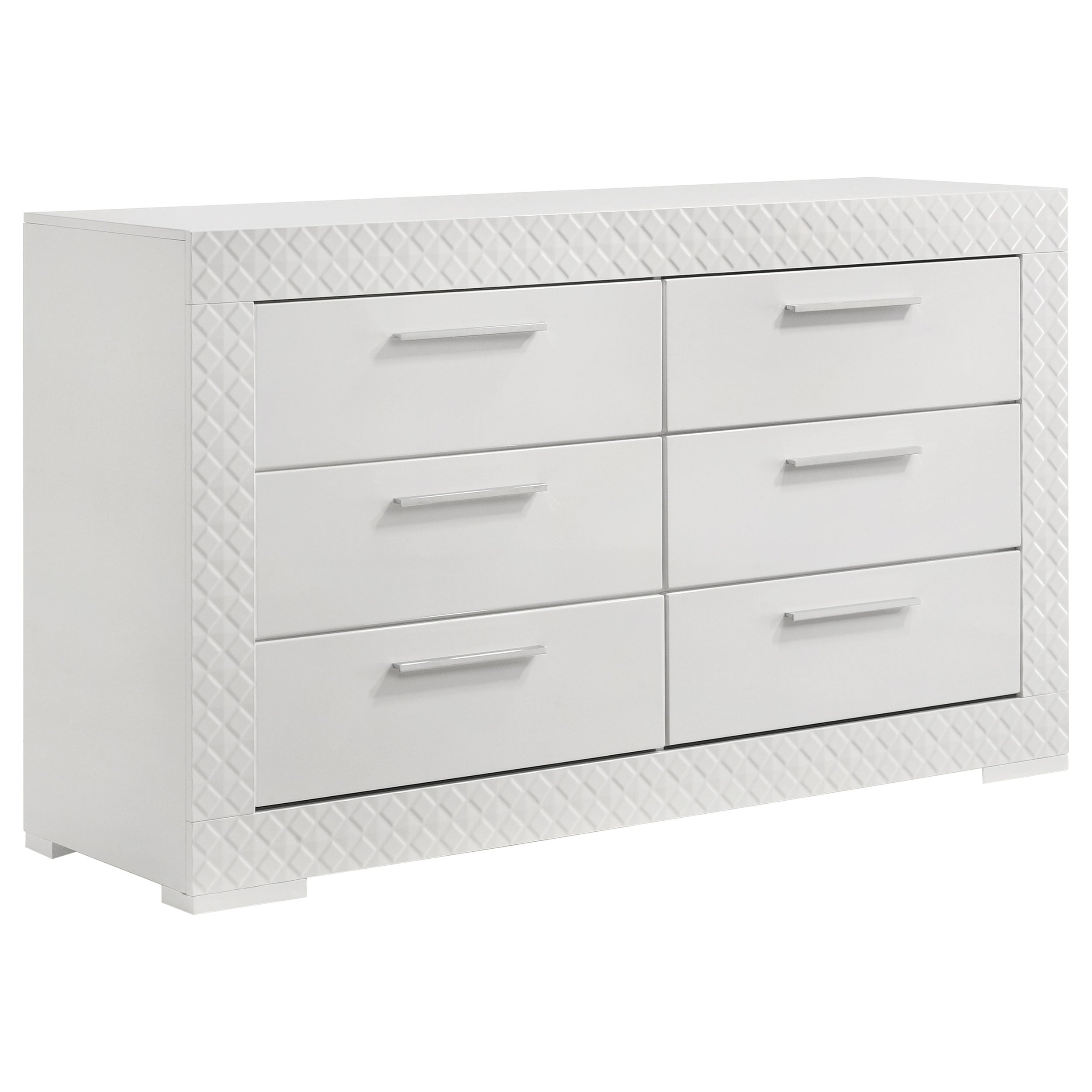 Ives 6-drawer Dresser and Mirror Grey High Gloss