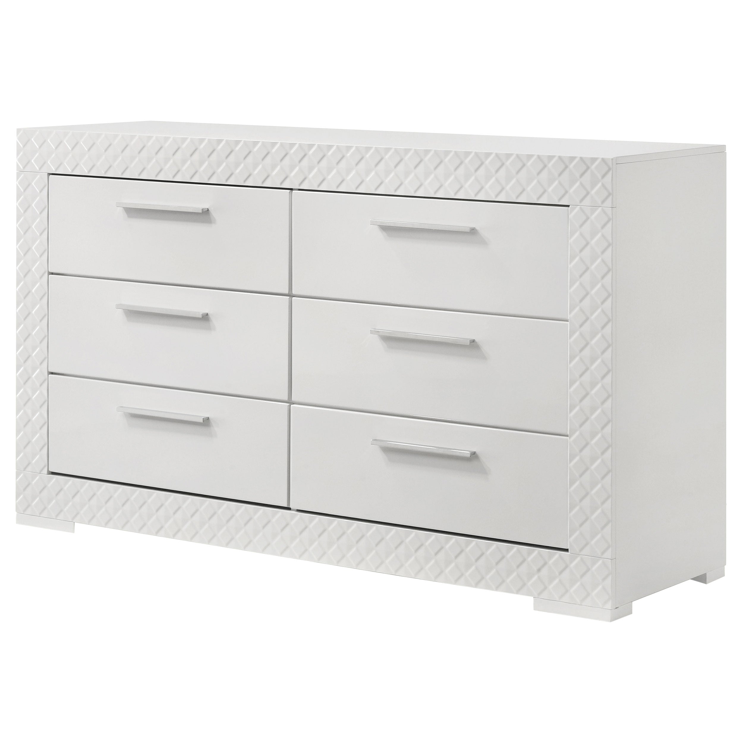 Ives 6-drawer Dresser and Mirror Grey High Gloss