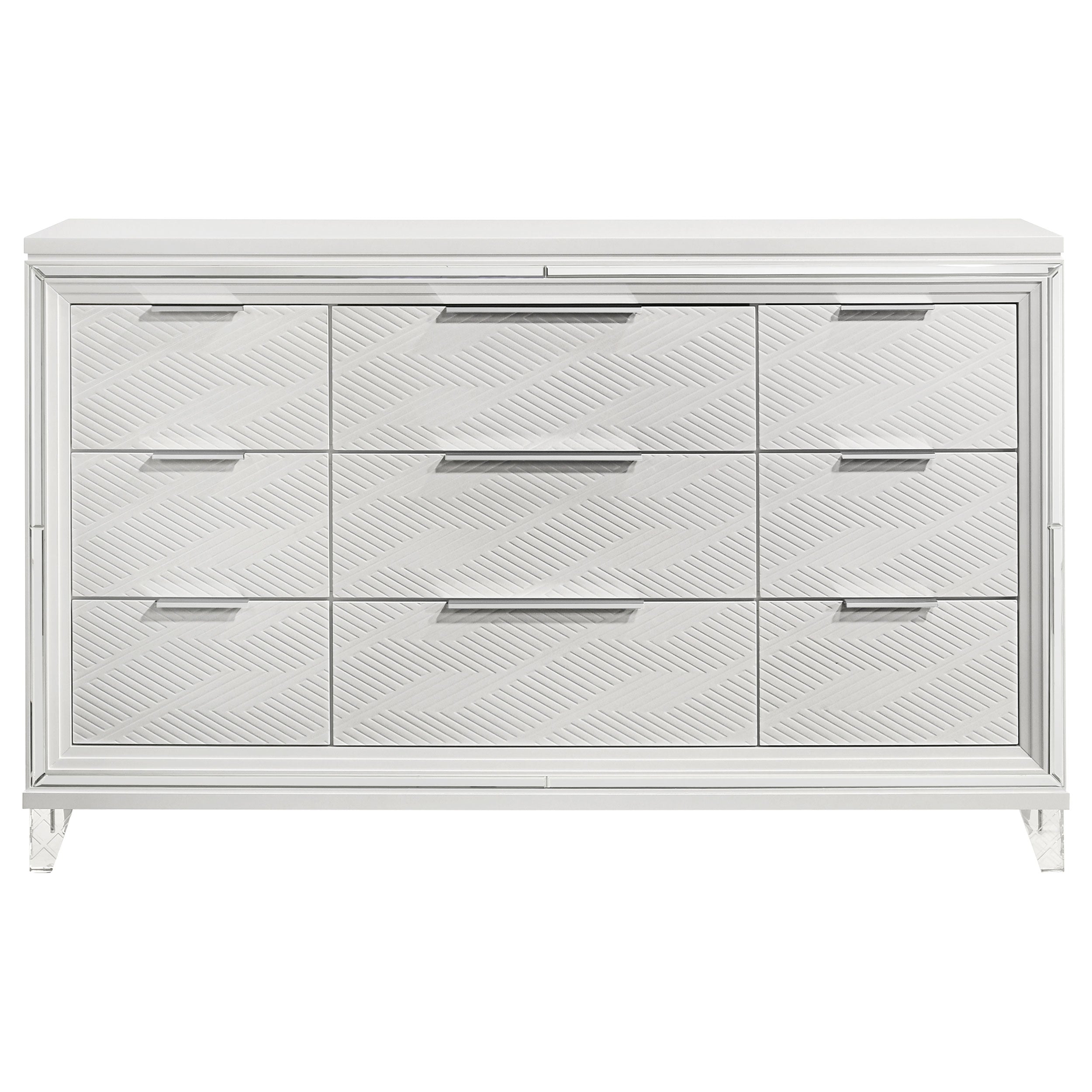 Marmore 9-drawer Dresser and LED Mirror White