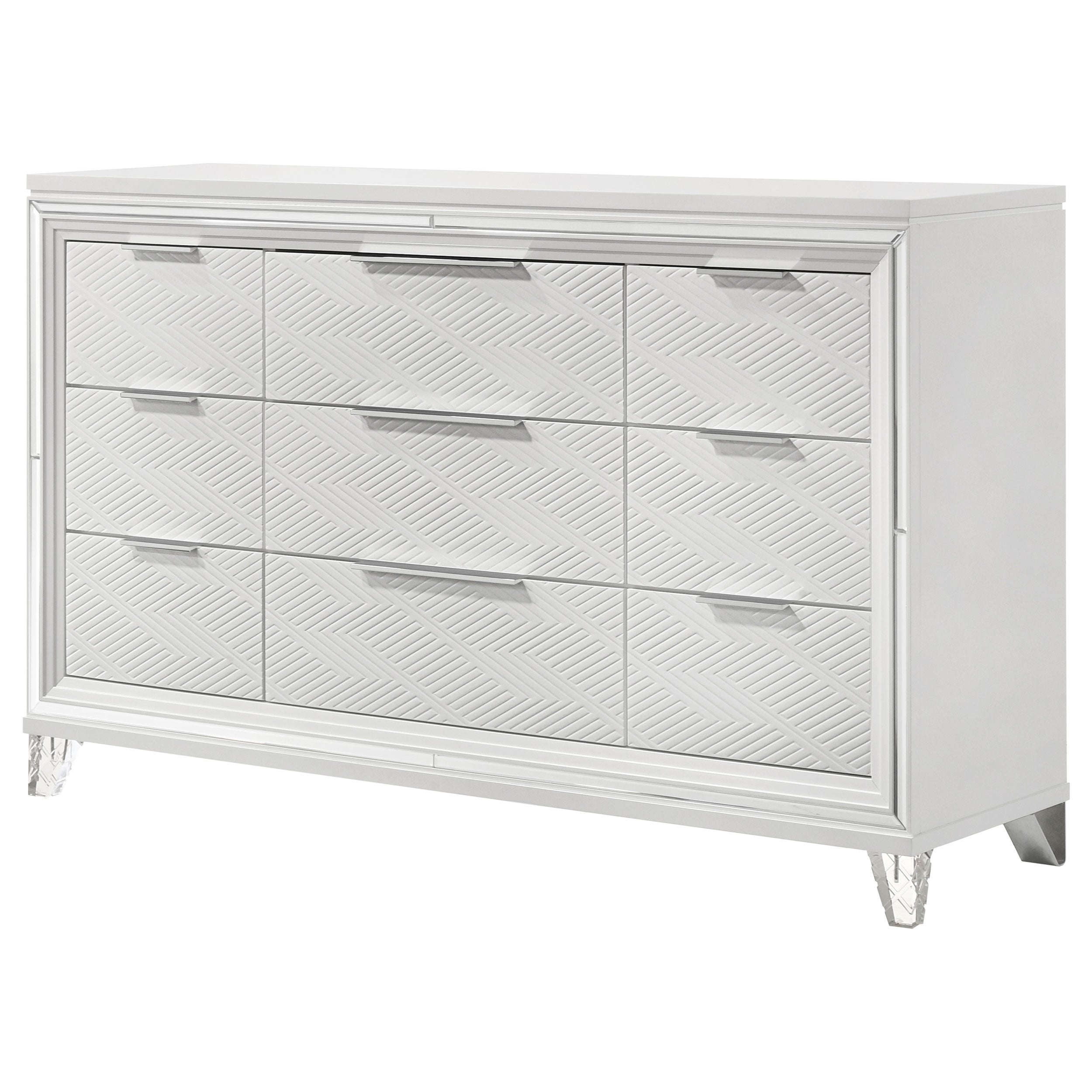 Marmore 9-drawer Dresser and LED Mirror White