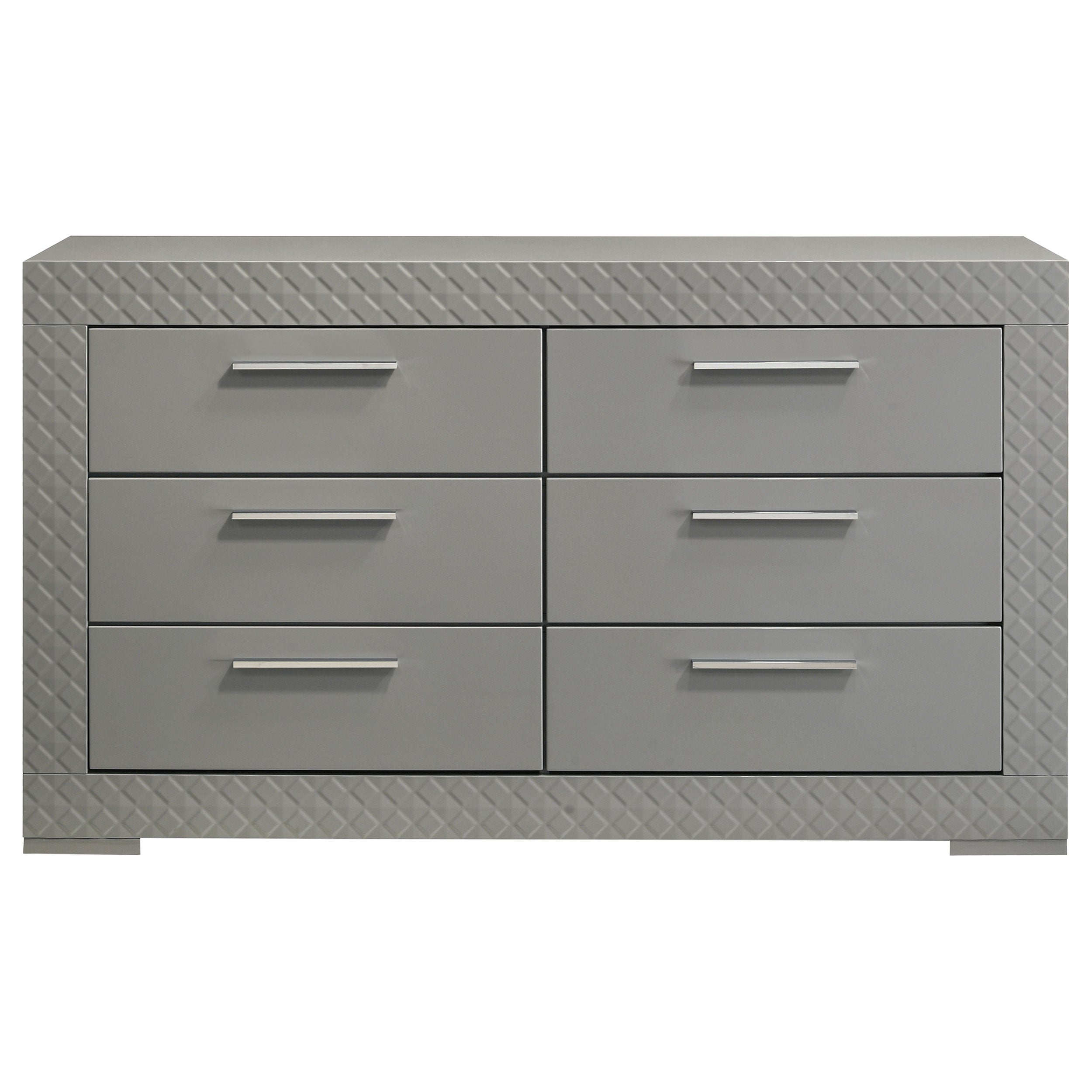 Ives 6-drawer Dresser and Mirror Grey High Gloss