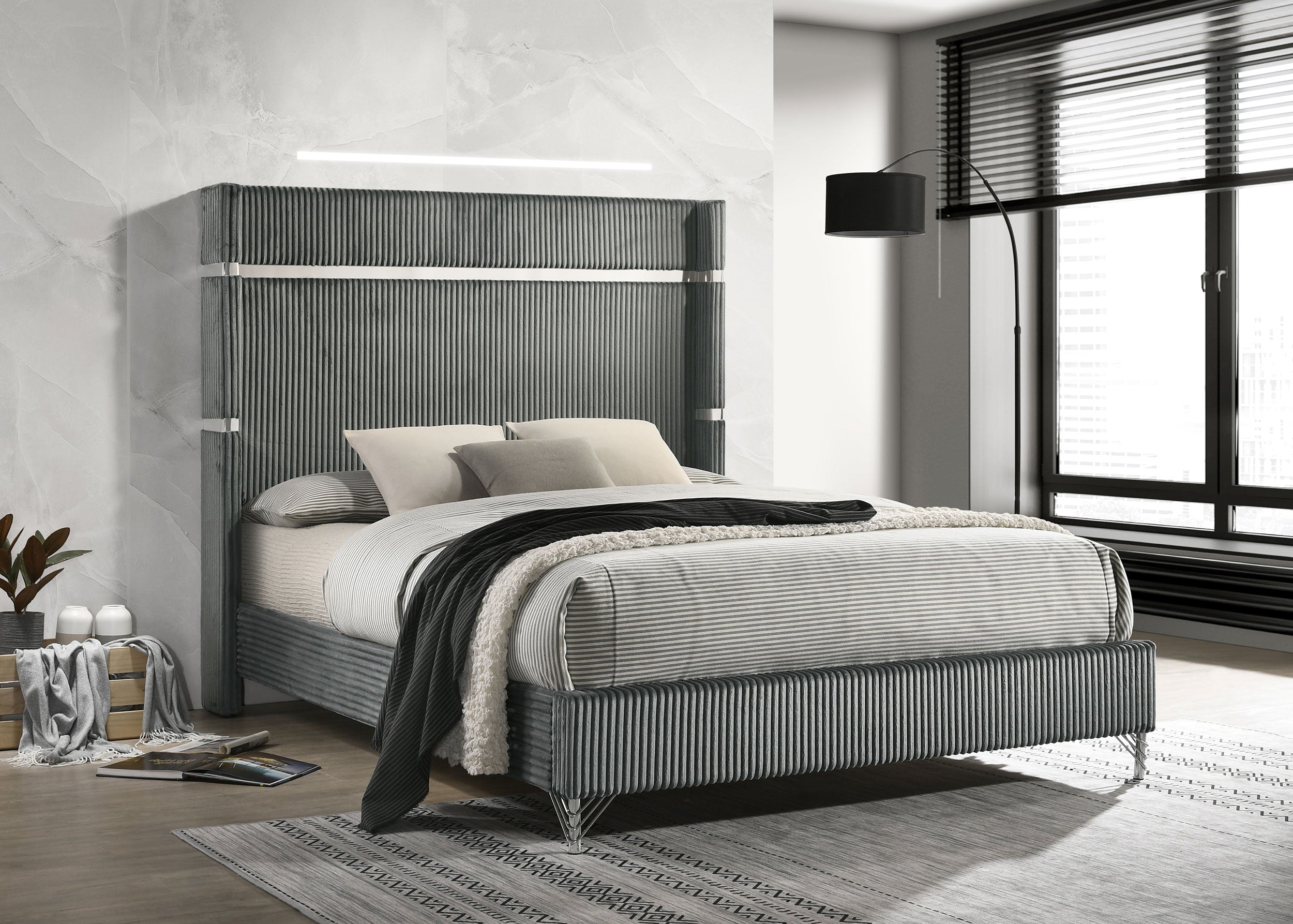 Lucia 61-inch Upholstered Wingback Bed Beige