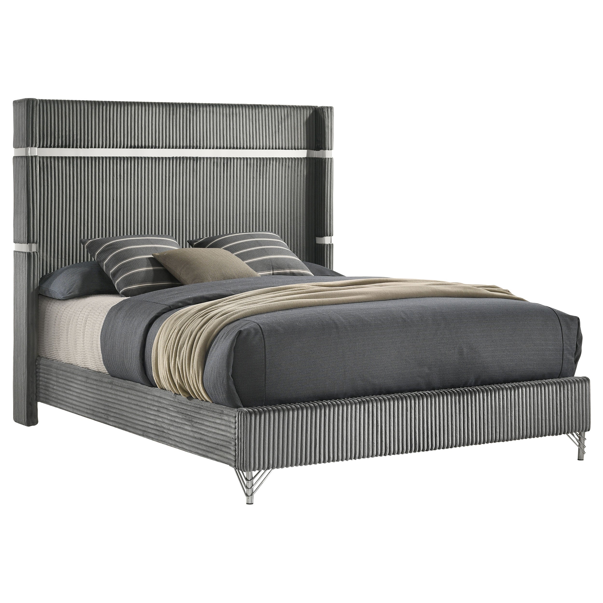 Lucia 61-inch Upholstered Wingback Bed Beige