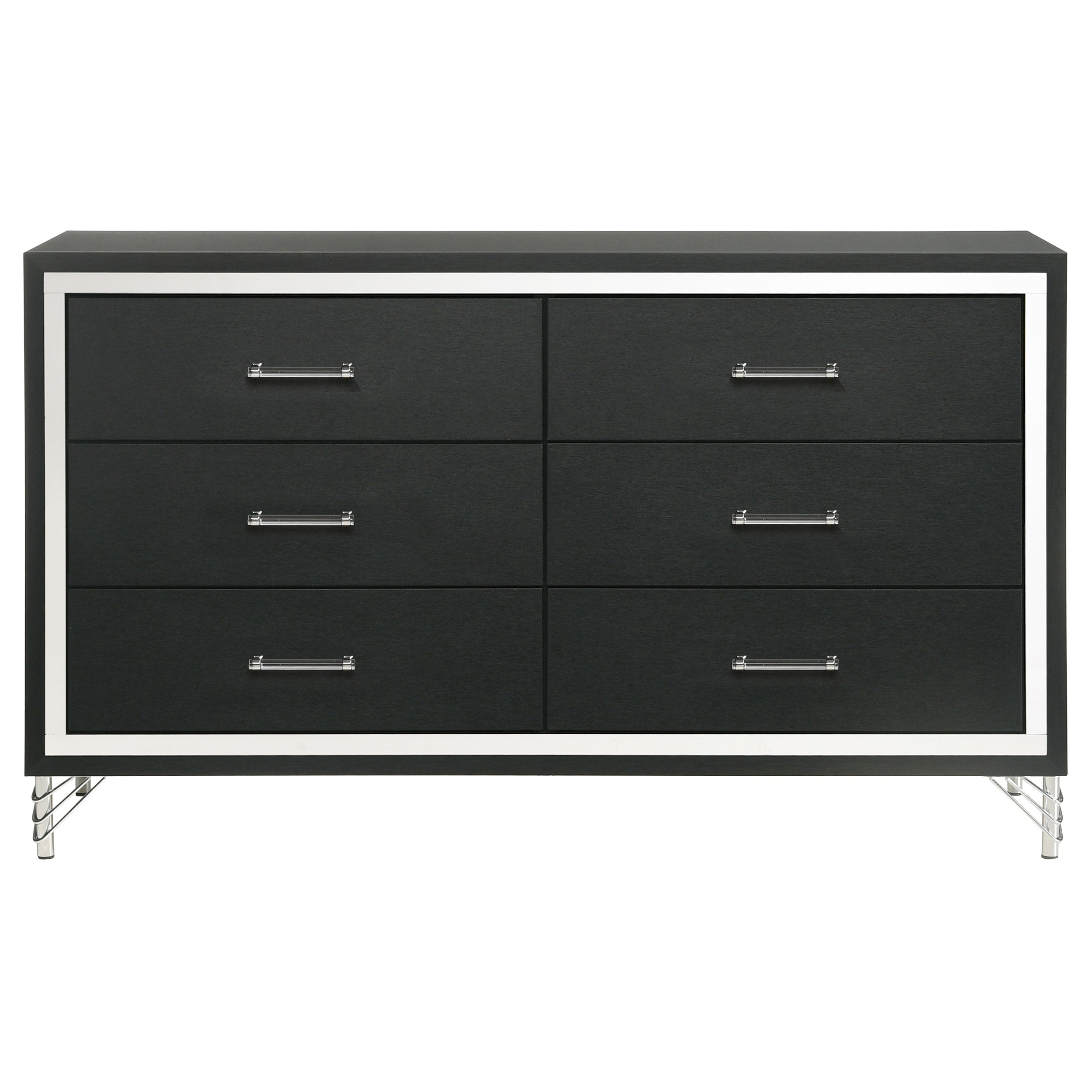 Lucia 6-drawer Dresser and Mirror Black