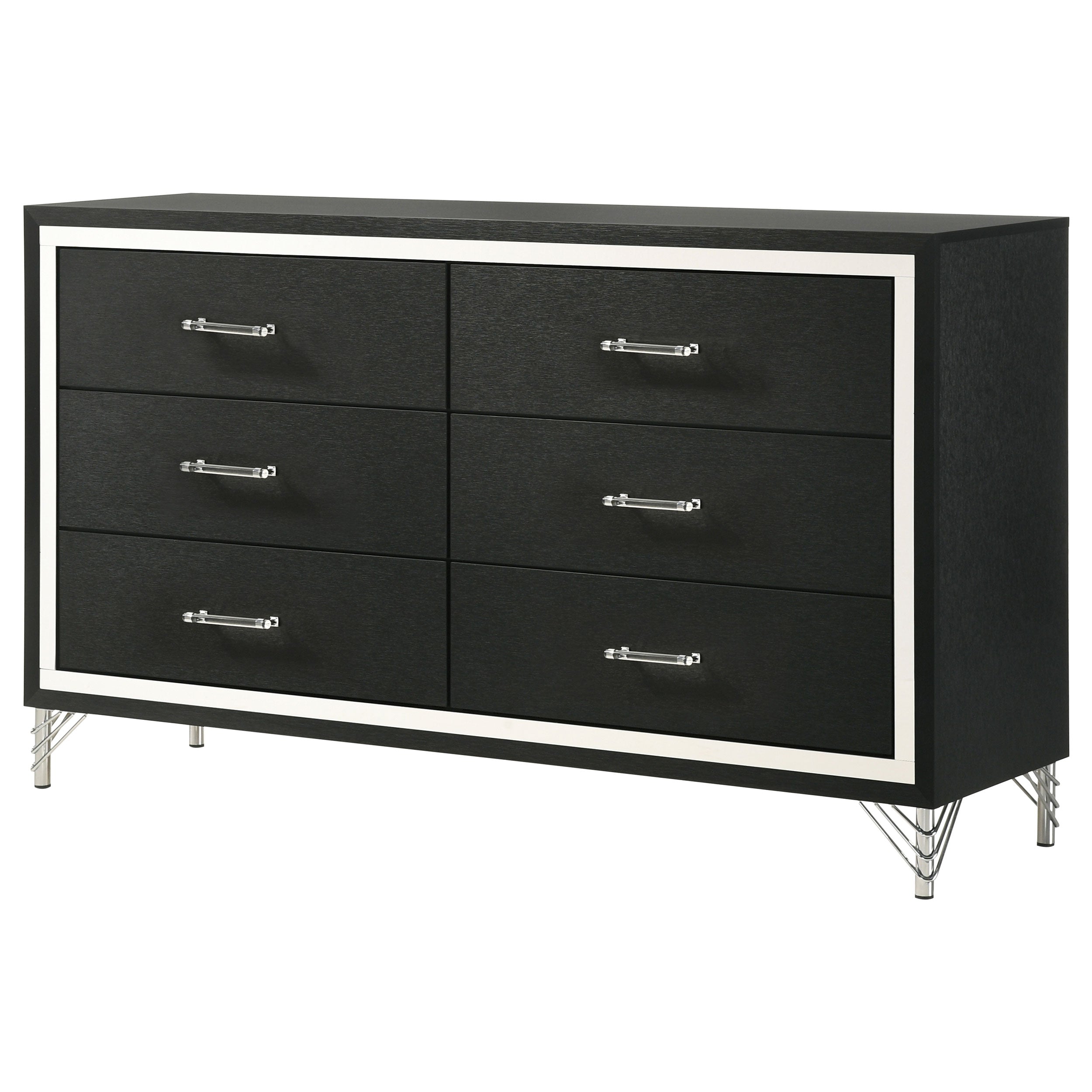 Lucia 6-drawer Dresser and Mirror Black