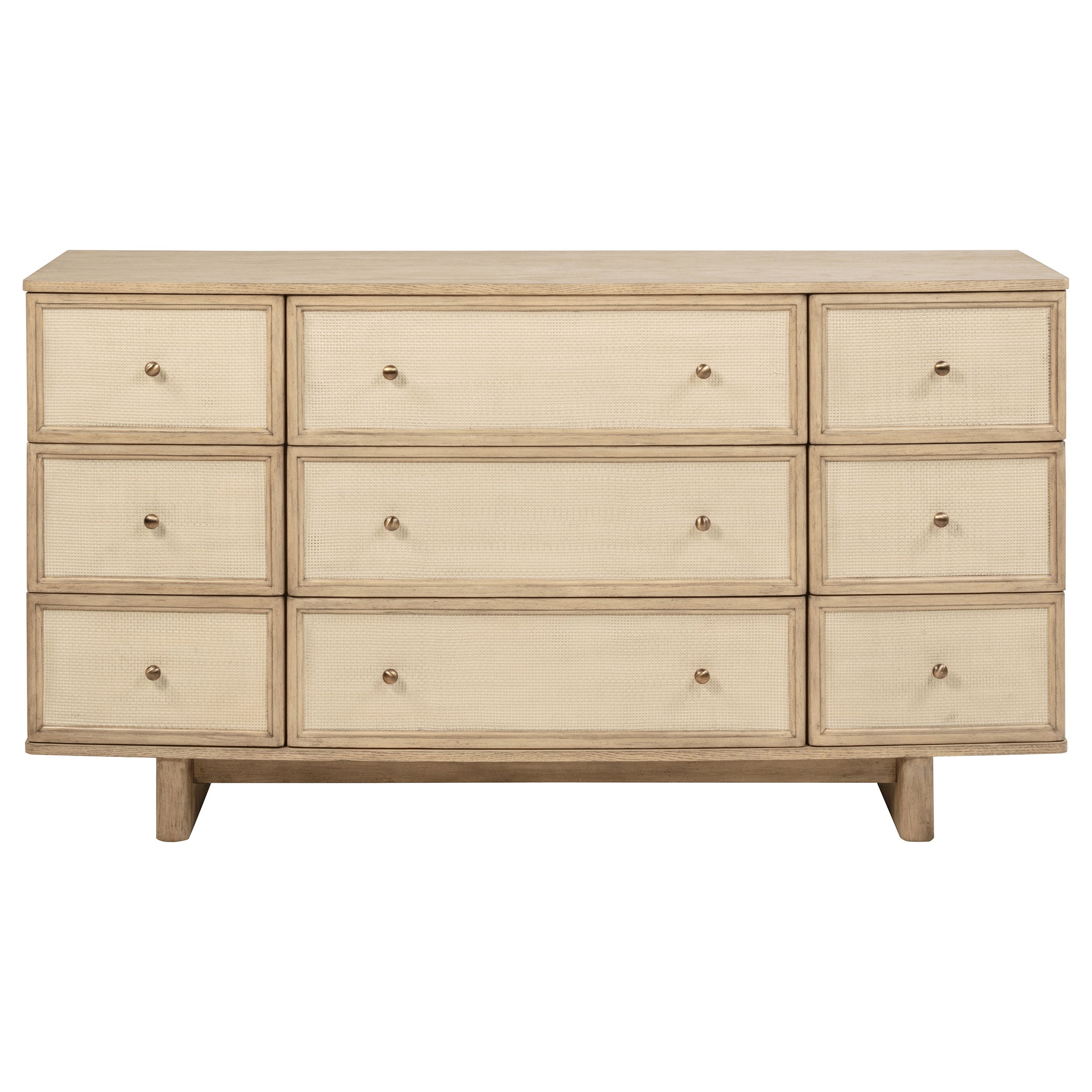 Kailani 9-drawer Dresser and Mirror Beige Oak