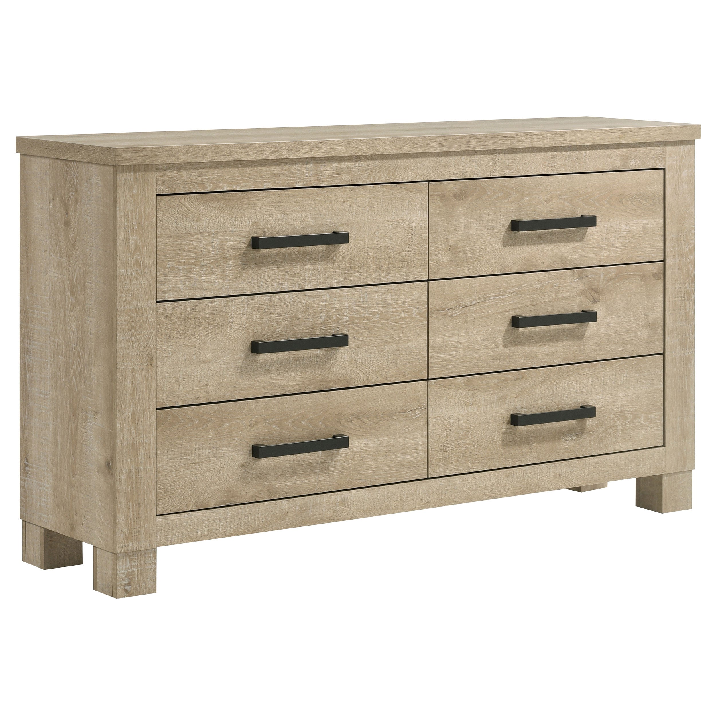 Oakglen 6-drawer Bedroom Dresser and Mirror Weathered Oak