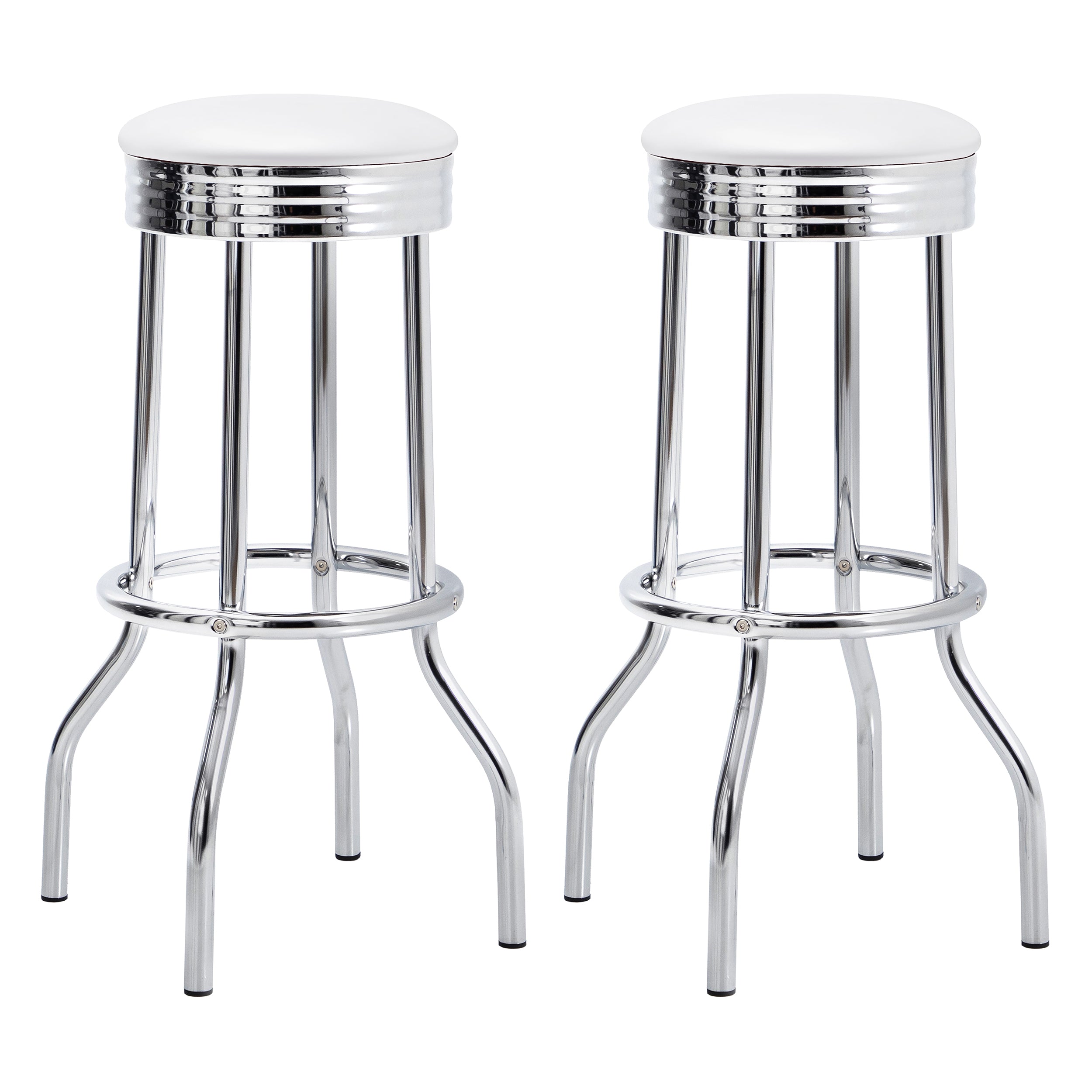 Retro Upholstered Metal Swivel Bar Stool Red (Set of 2)