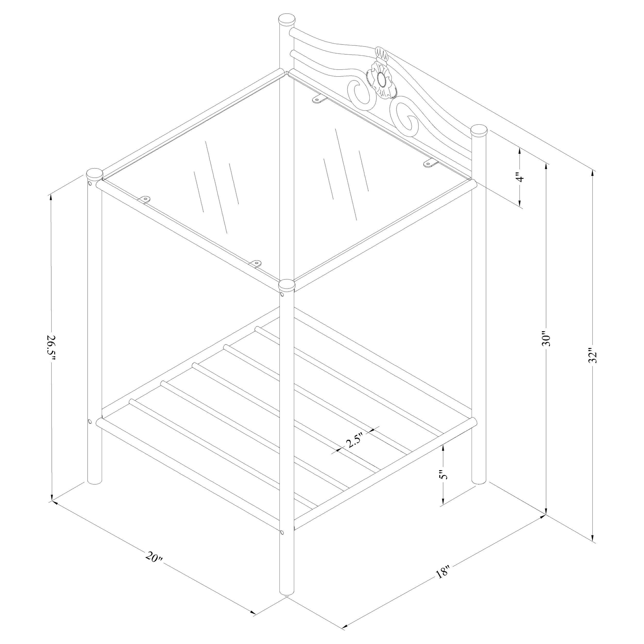 Sydney Metal 2-shelf Nightstand Antique Brushed Gold