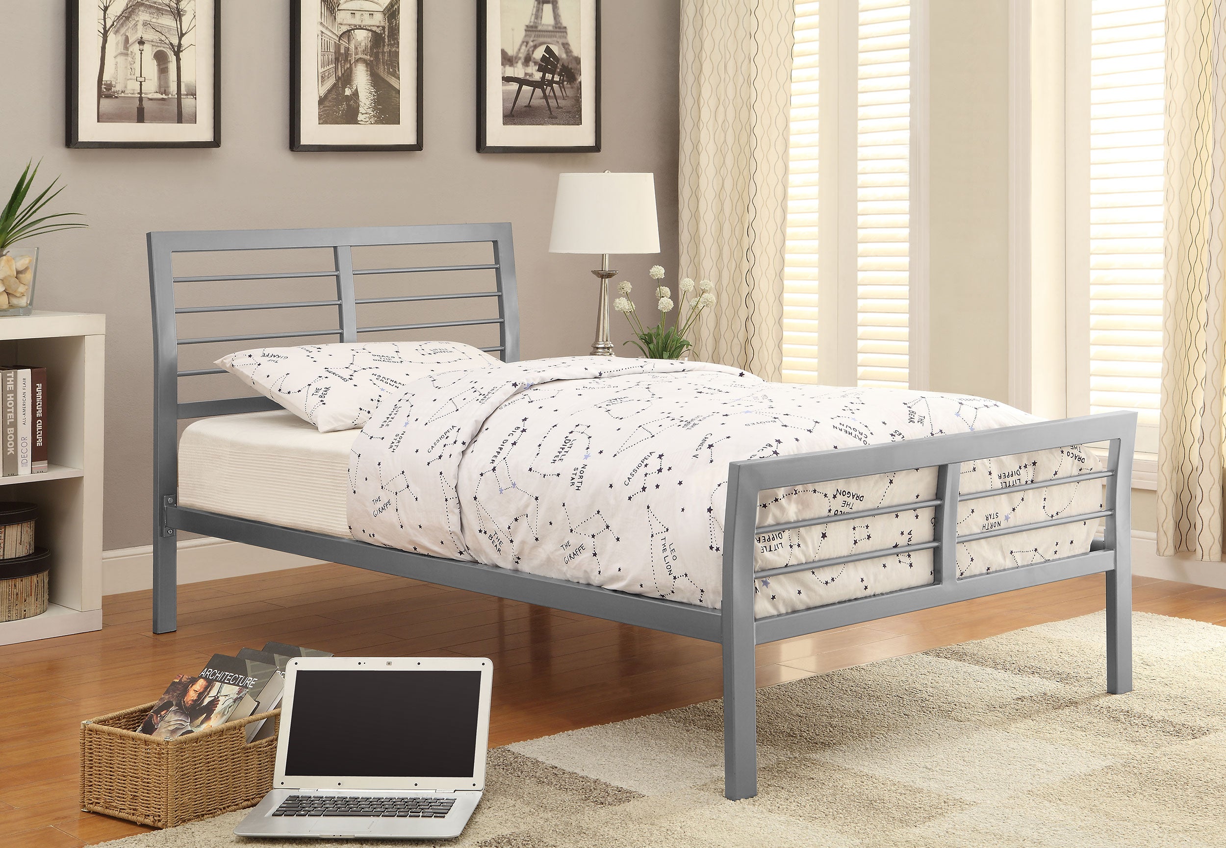 Cooper Metal Open Frame Bed Silver