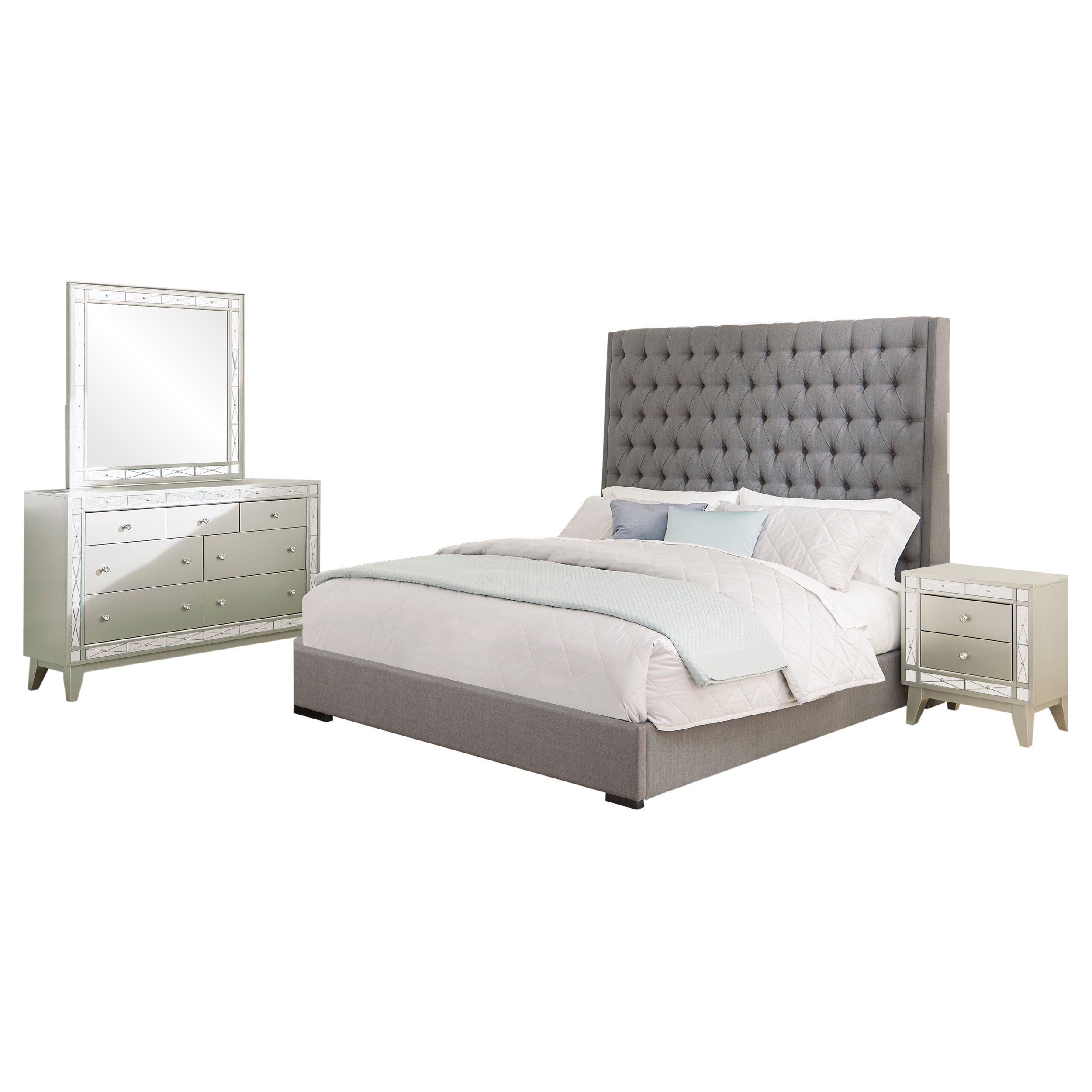 Camille  California King Bedroom Set Metallic Mercury
