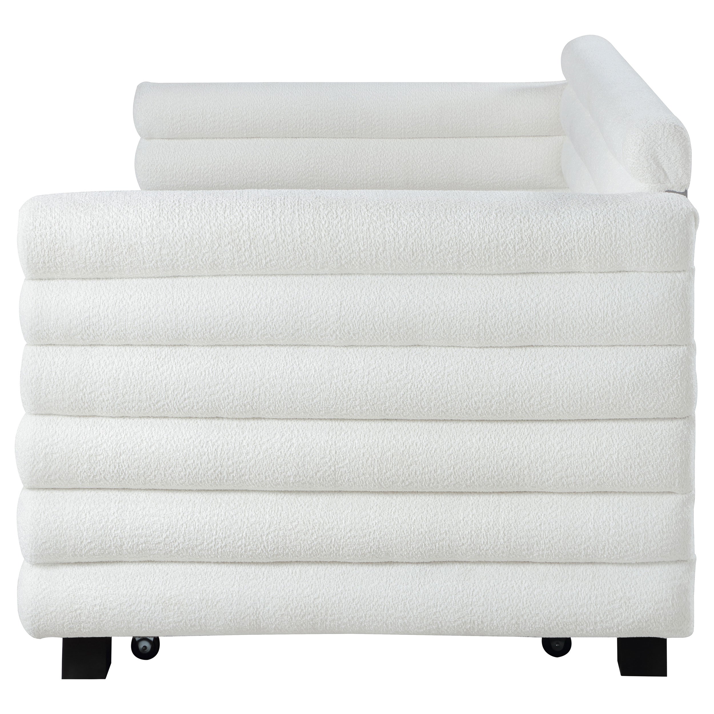 Patricia Boucle Upholstered Day Bed with Trundle Grey