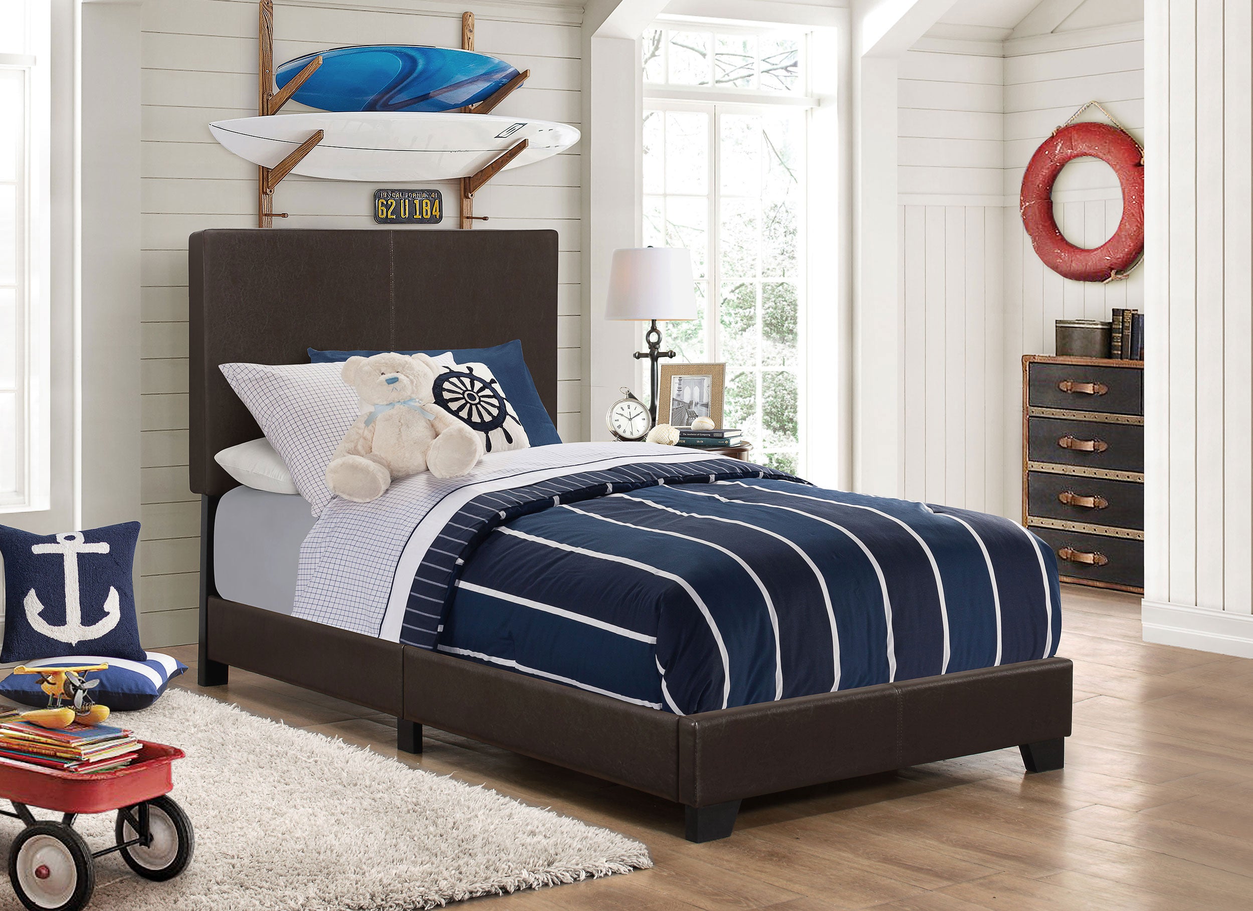 Dorian Fabric Upholstered Panel Bed Cream
