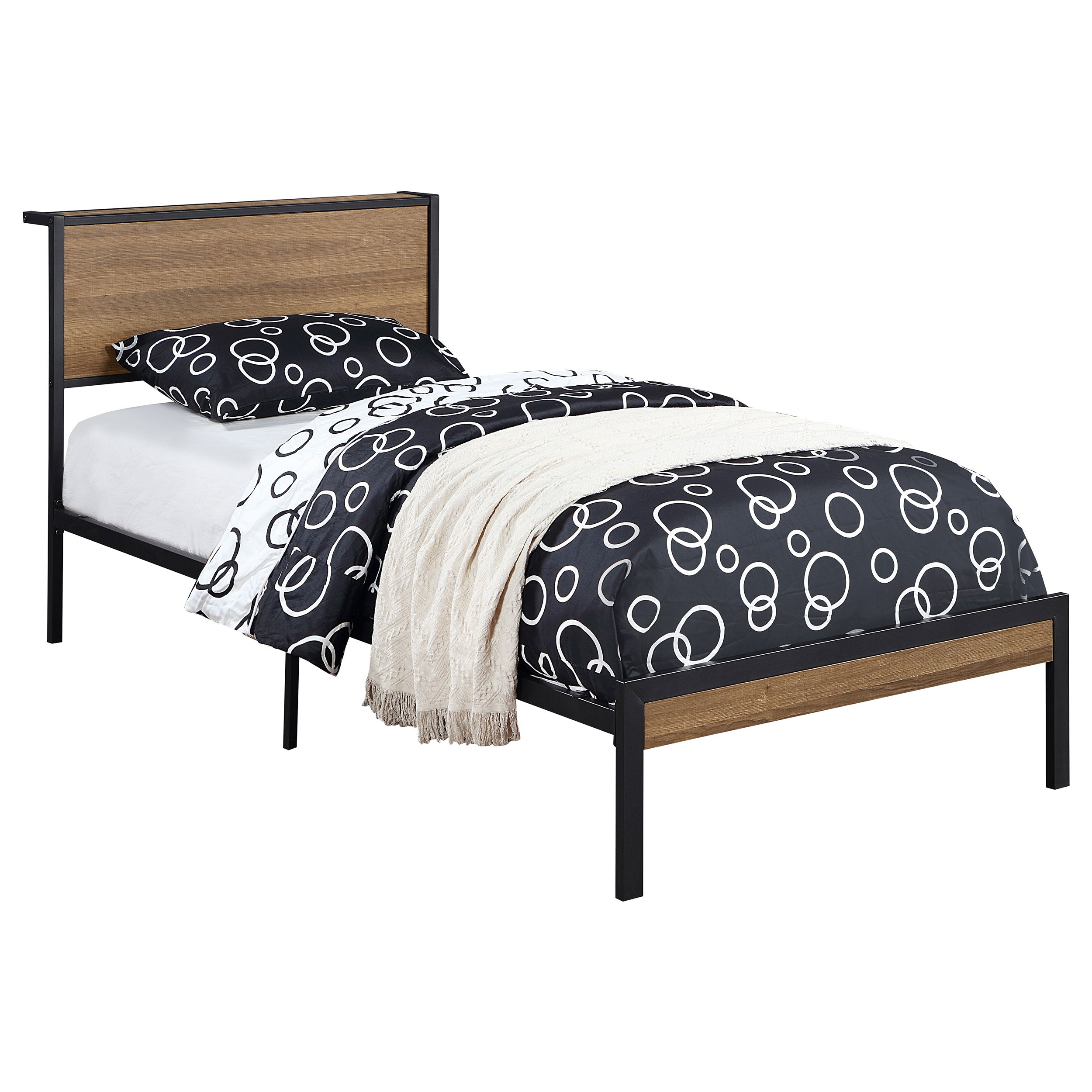 Ricky Metal Panel Bed Light Oak