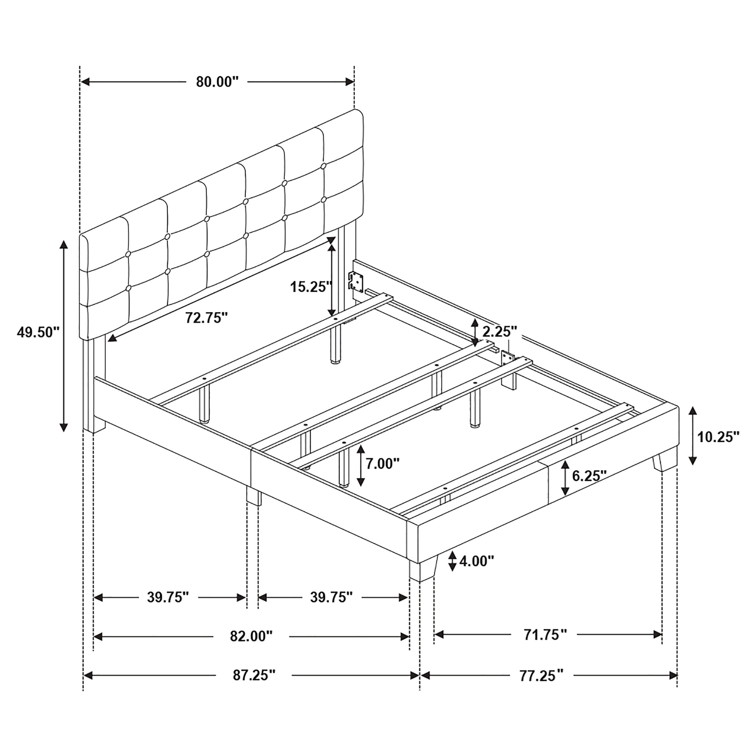 Mapes Upholstered Panel Bed Charcoal