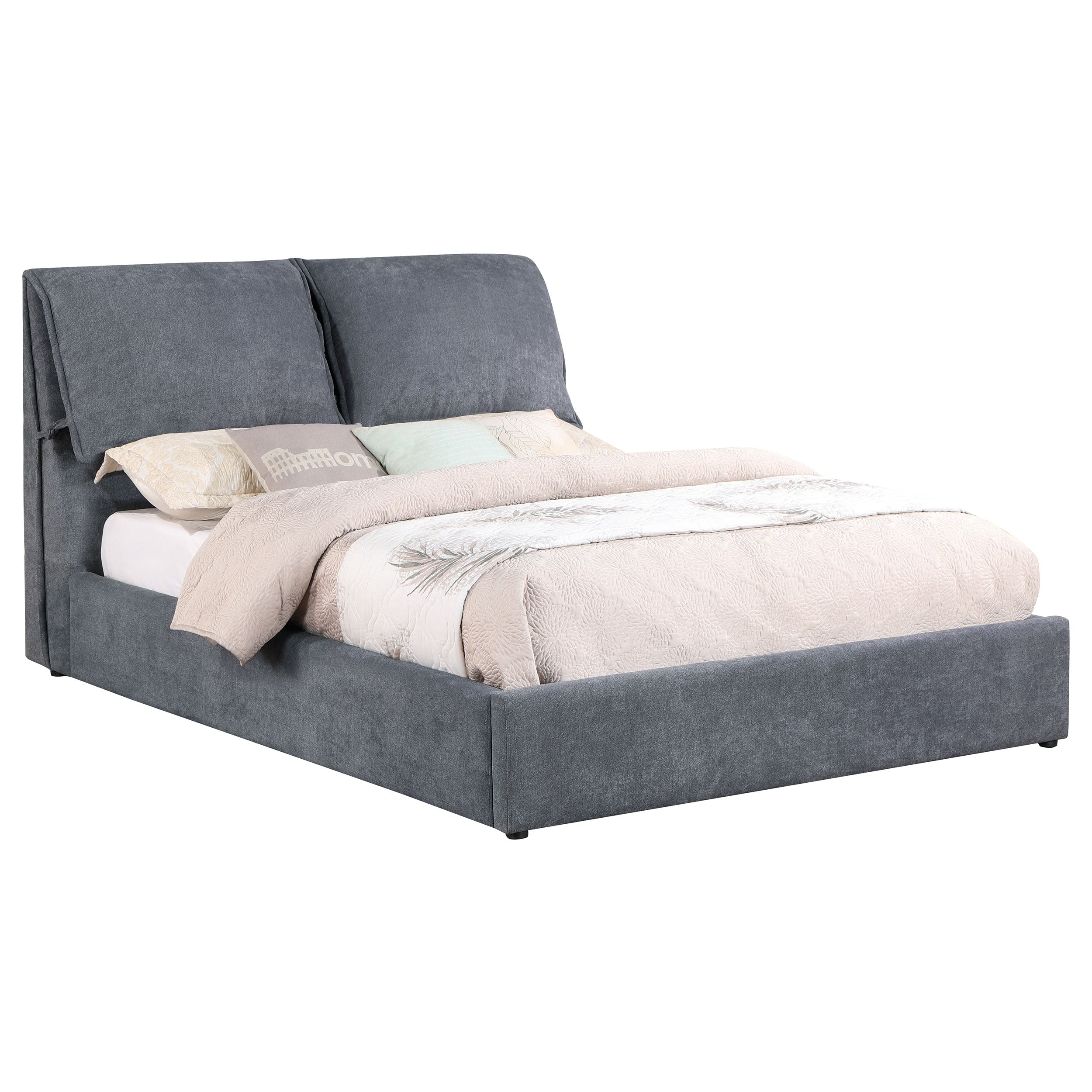 Laurel Upholstered Panel Bed Dark Grey