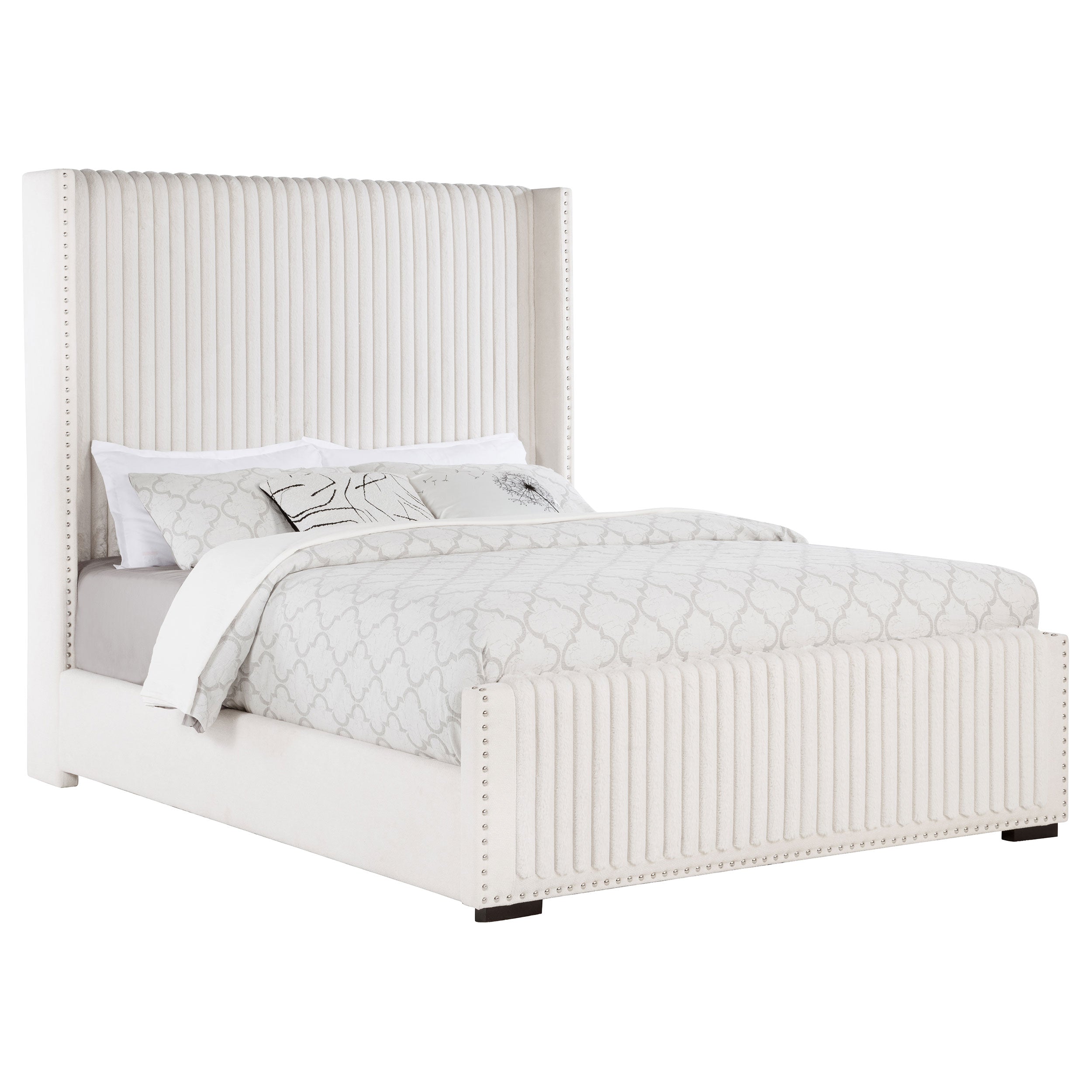 Natasha 65-inch Upholstered Wingback Bed Cream
