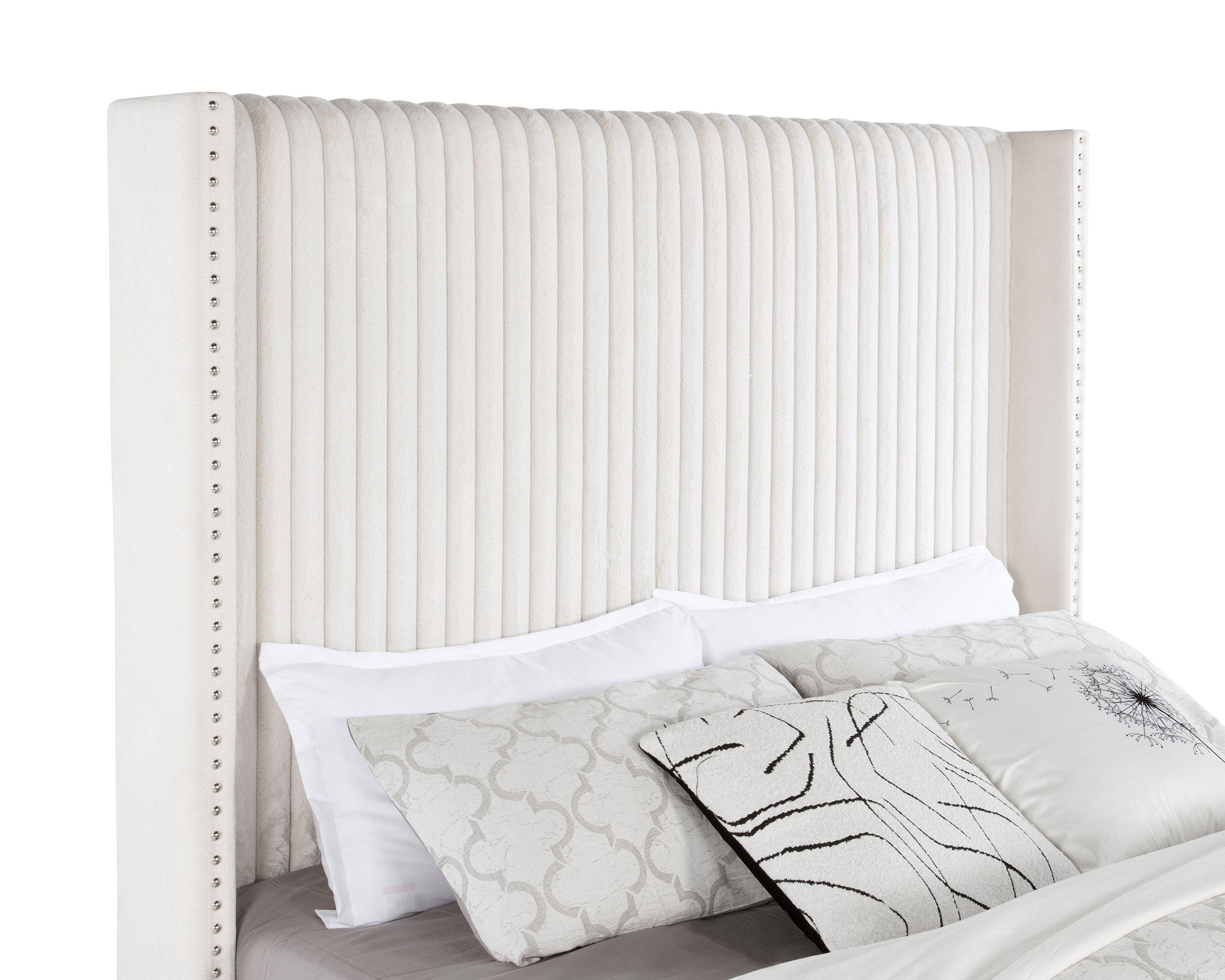 Natasha 65-inch Upholstered Wingback Bed Cream