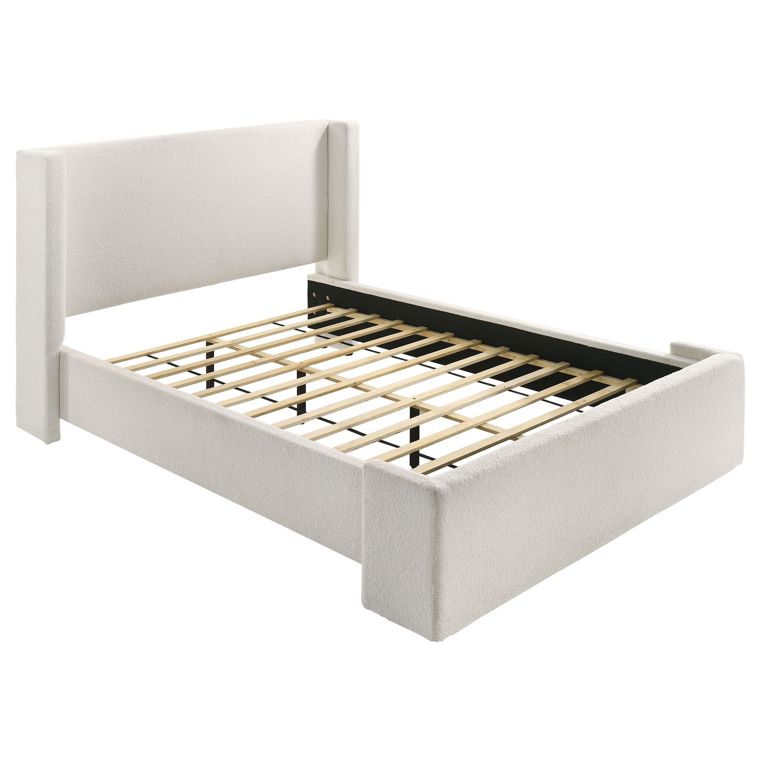 Alamosa Boucle Upholstered Platform Bed White