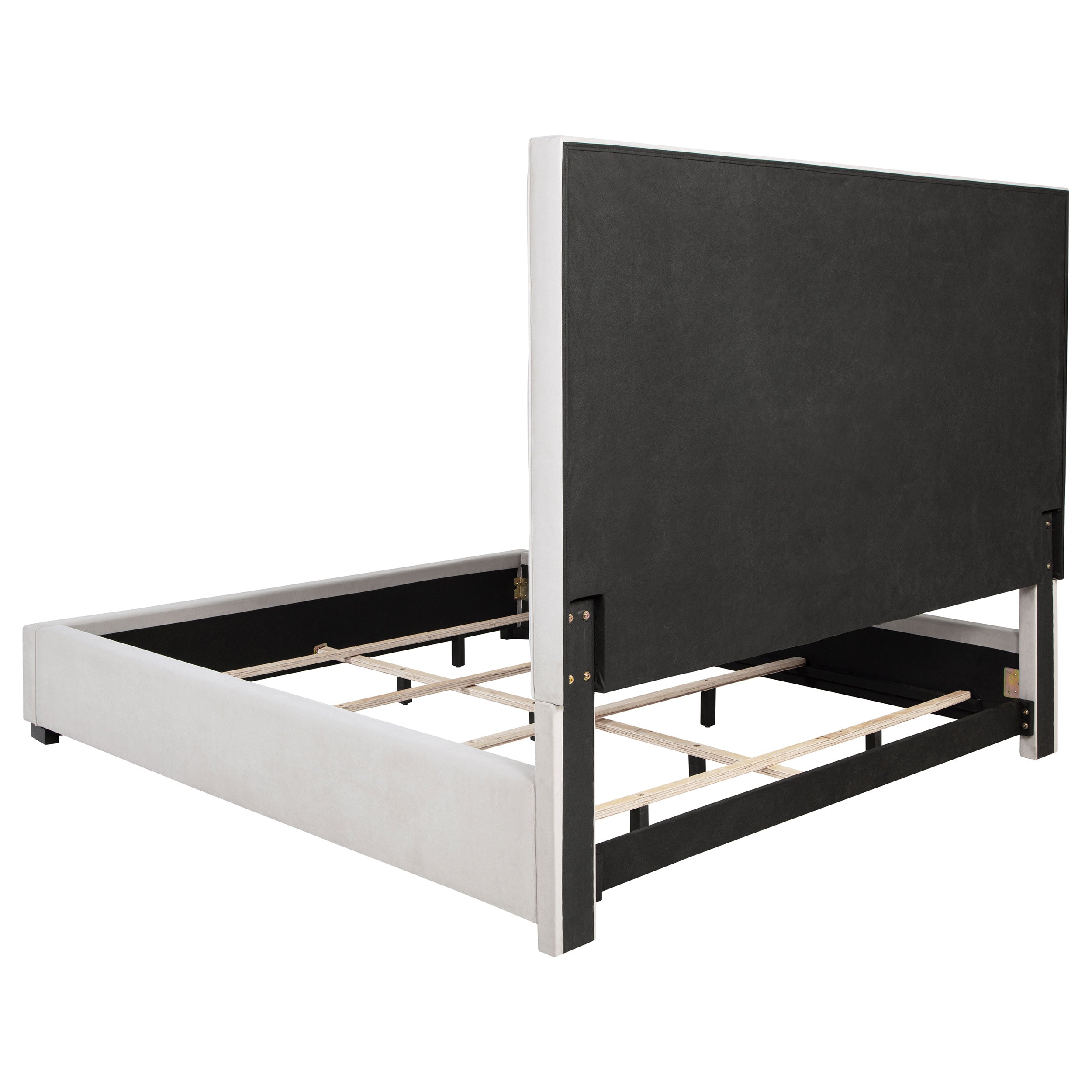 Panes Upholstered Panel Bed Beige