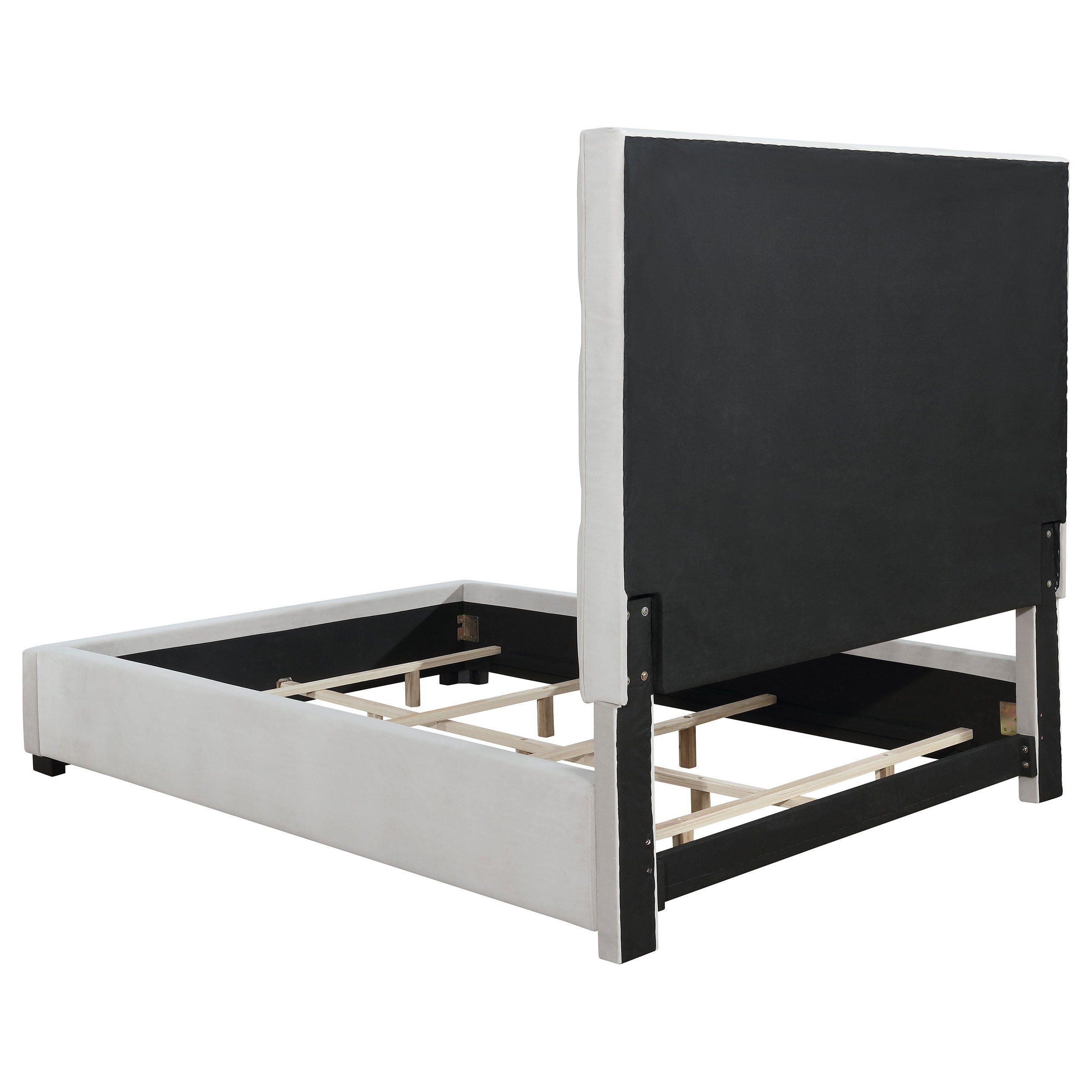 Panes Upholstered Panel Bed Beige